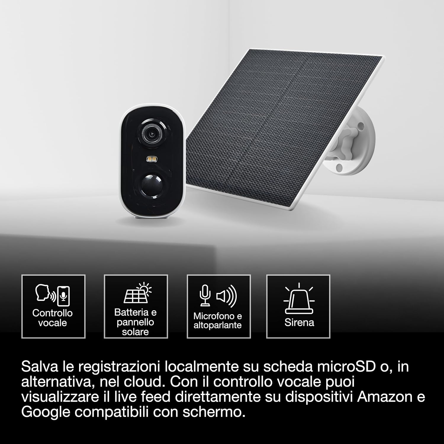 Detalle de OSRAM Telecamera solare per esterni SMART+ WiFi 4 MP 2K IP66 con PIR, batteria 5200 mAh e Alexa (bianco)