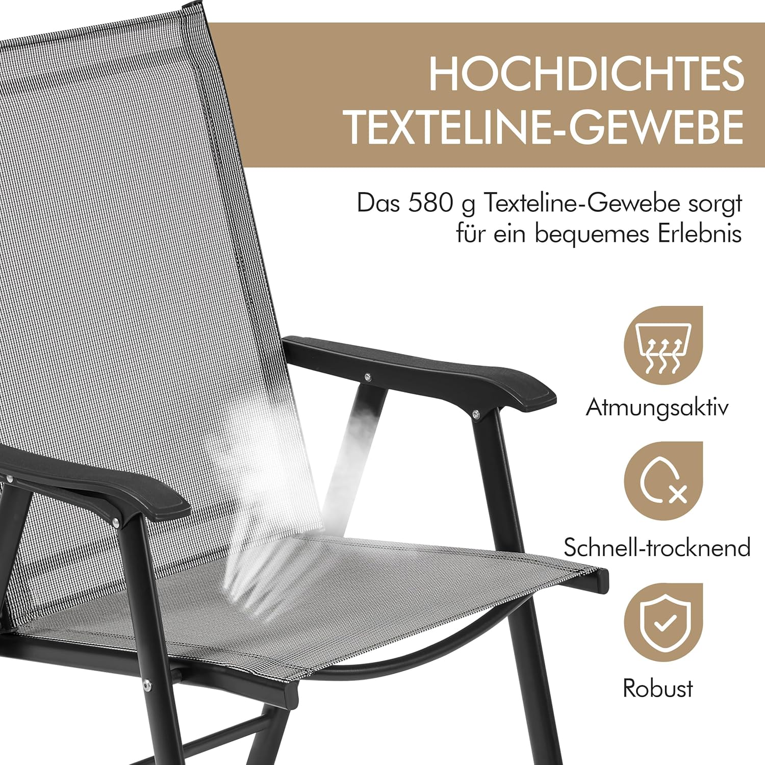 Thumbnail 6 de Yaheetech 2er Set Gartenstühle – Hochlehner Klappstühle, wetterfest, Grau
