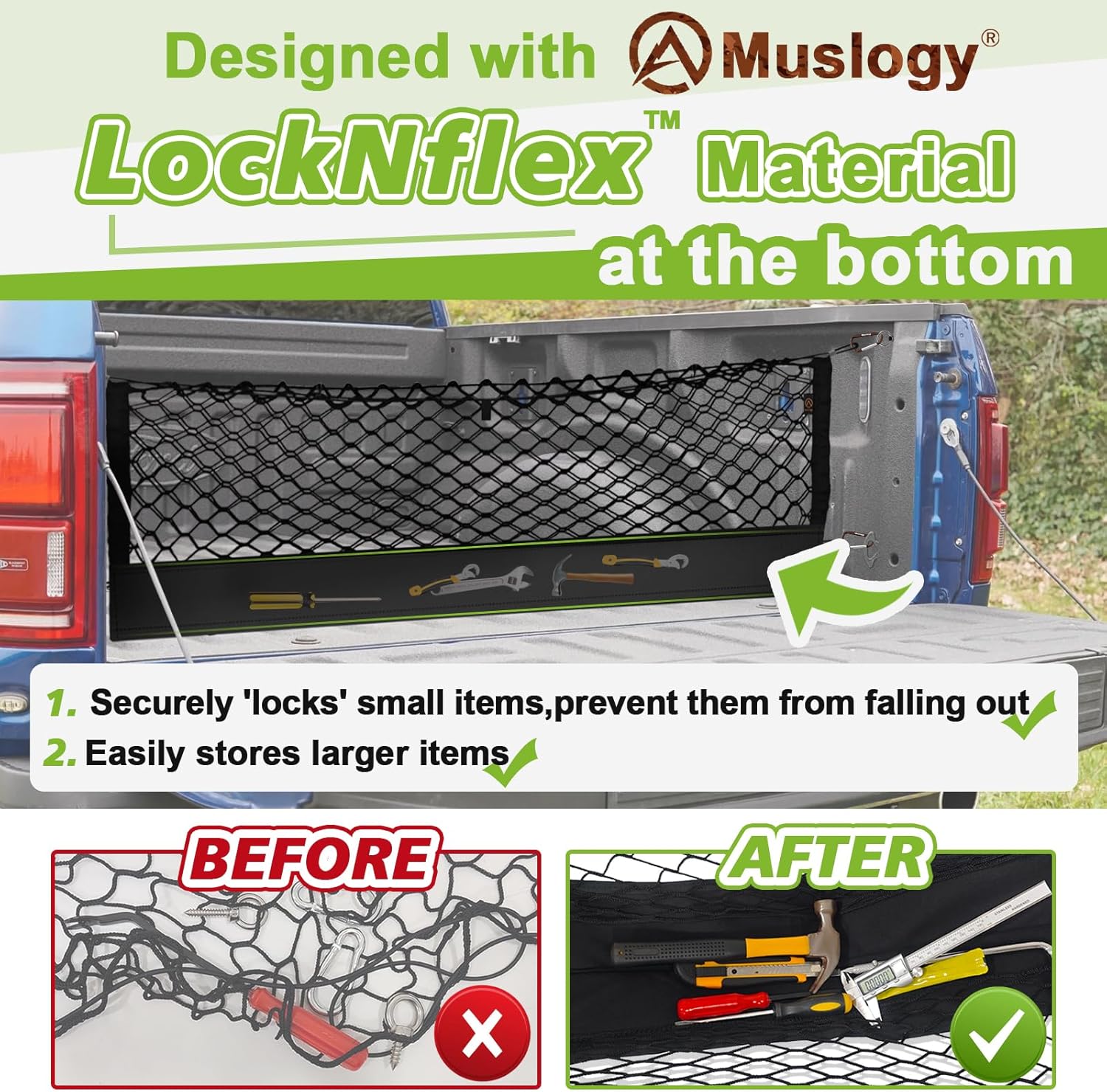 Detalle de Muslogy Ford F-150 Truck Bed Cargo Net and Trunk Netting