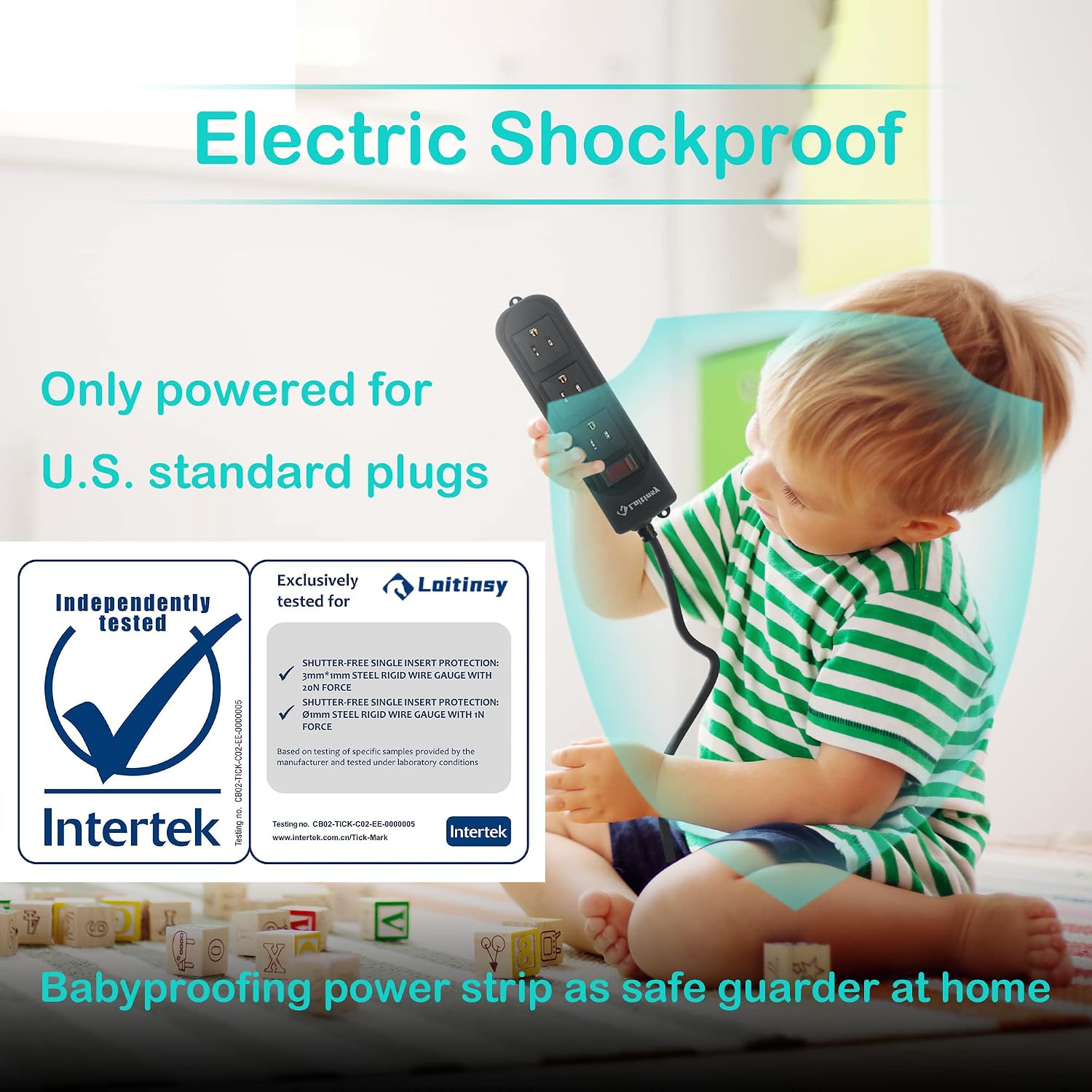 Detalle 2 de Houstus Outdoor Power Bar, 3 Outlets, IPX4 Weather Resistance and 6.56 ft Cord