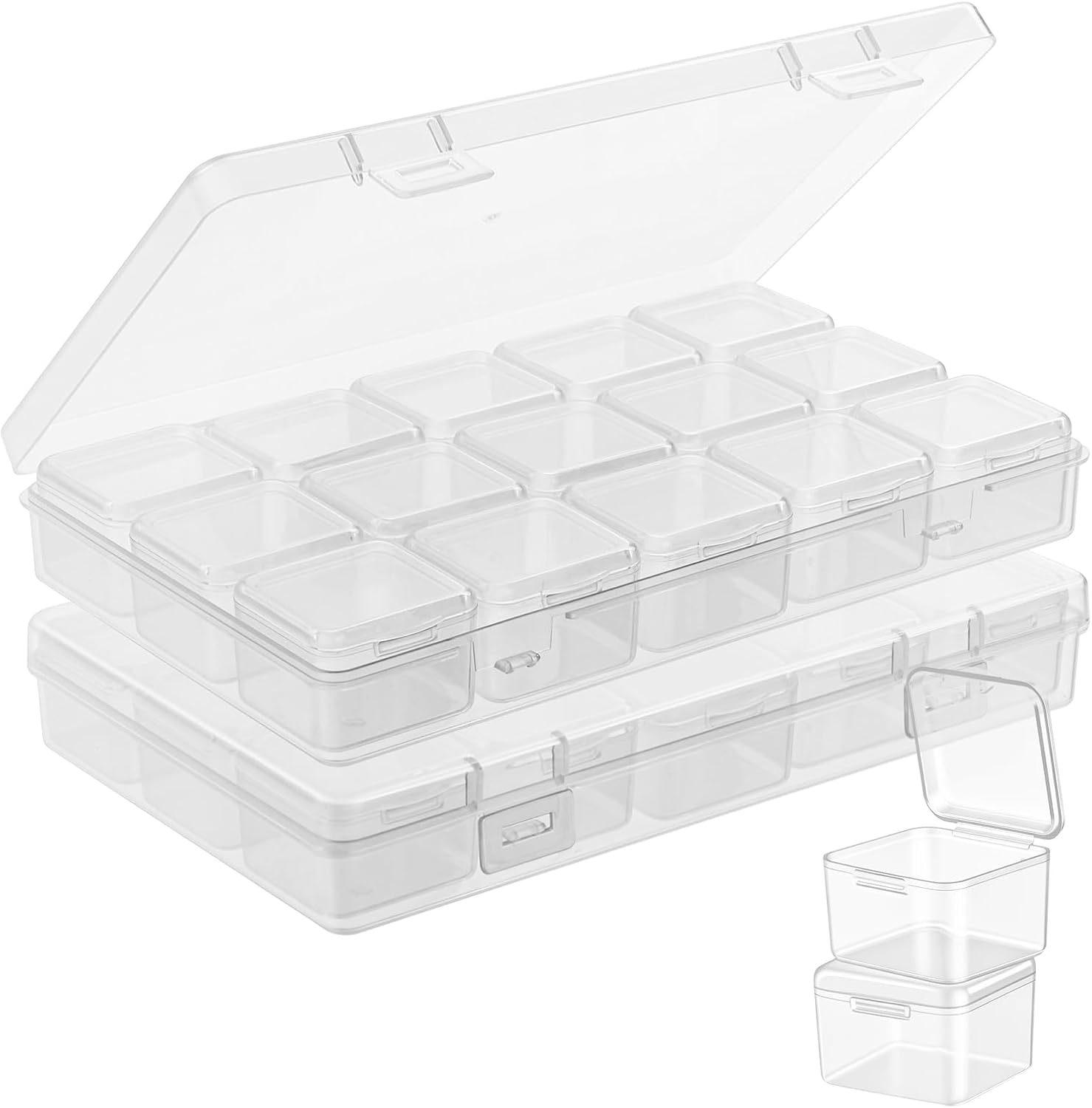 Detalle de AUAUY 5891516 opbergdozenset met 2 dozen en 30 transparante potjes