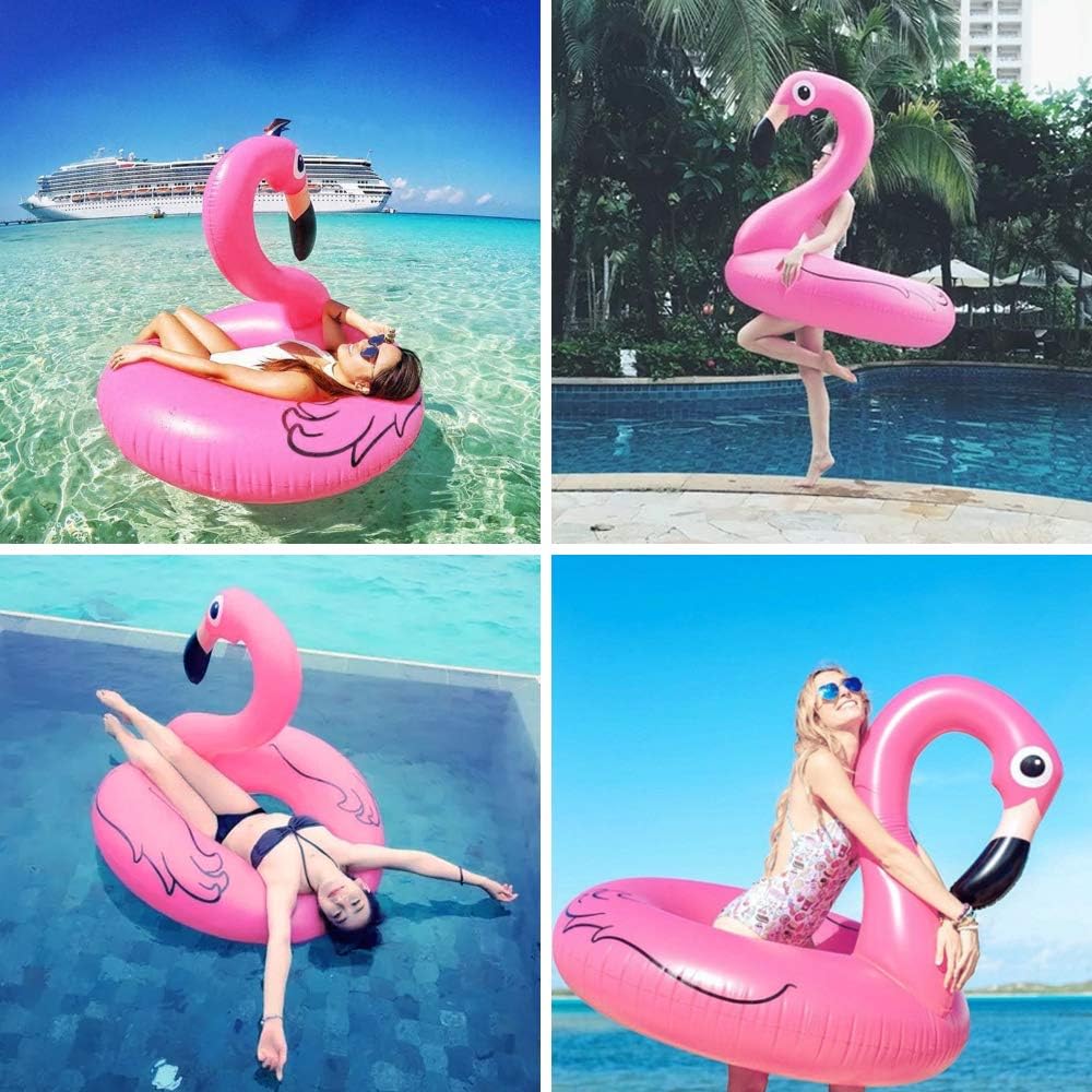 Detalle 2 de Giant Pink Flamingo Pool Float for Adults by Ninonly — 47" Tall Inflatable Flamingo