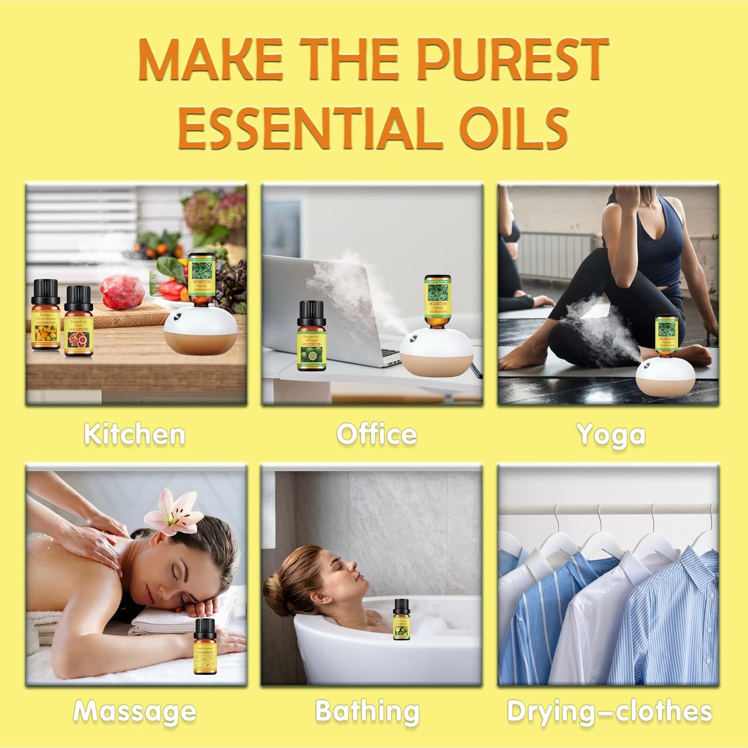 Thumbnail 3 de WECONA Citrus Essential Oils Set (Bergamot, Lemon, Grapefruit, Lime, Lemongrass & Citrus Bloom) for Diffusers