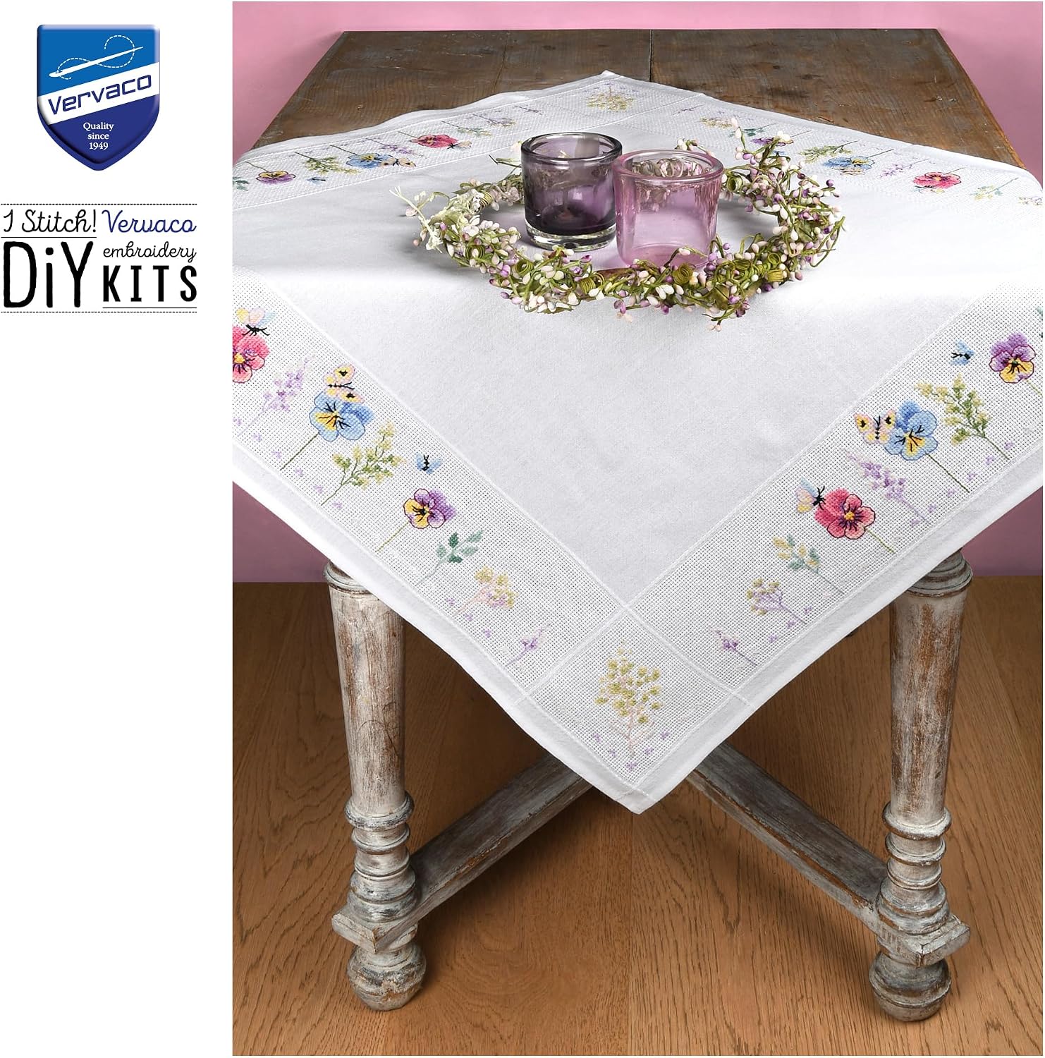 Thumbnail 6 de VERVACO FIOŁKI – zestaw do haftu krzyżykowego obrusu 80 × 80 cm