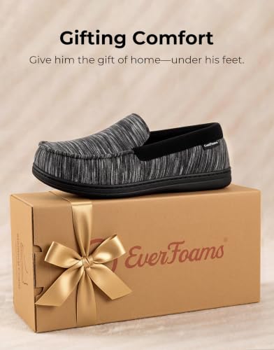 Thumbnail 6 de EverFoams Men's Moccasin Slippers Cosy Memory Foam Shoes Astro Black, 8 UK