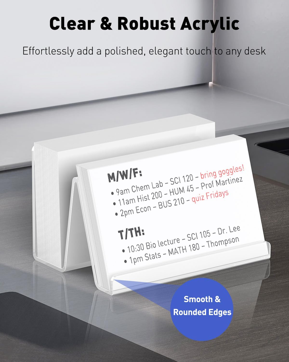 Thumbnail 2 de Uniclife lot de 2 porte-fiches en acrylique transparent (7,6 x 12,7 cm) pour cartes de visite