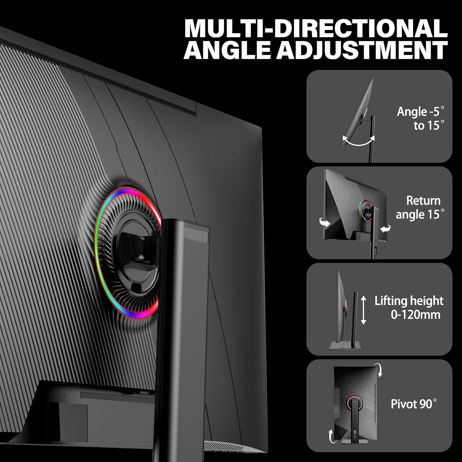 Detalle de Gawfolk 27 inch 4K gaming monitor (UHD 3840 x 2160), 144Hz IPS with height adjustment