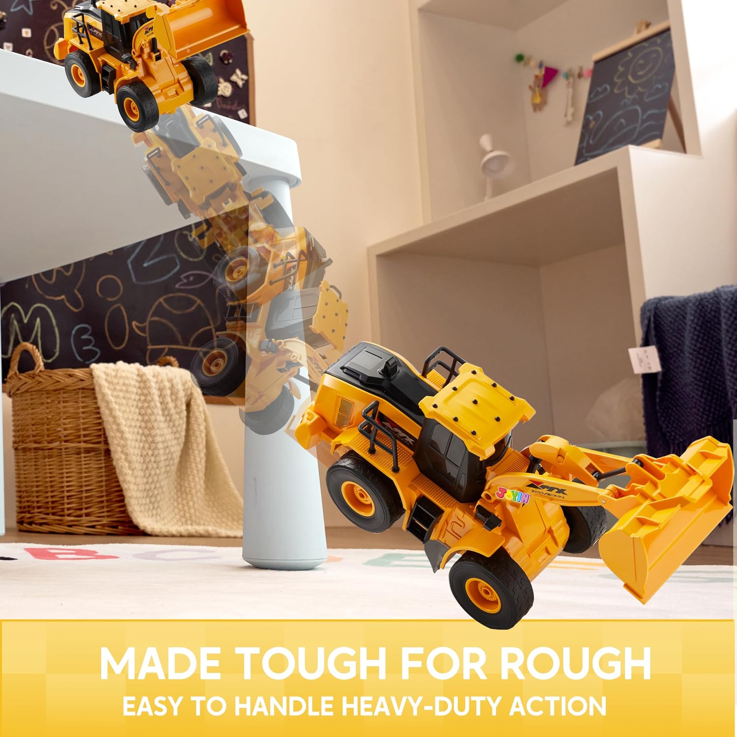 Detalle 2 de JOYIN ferngesteuerter RC Bagger/Traktor/LKW mit Frontlader, 2,4G – mit Licht & Sound, für Kinder ab ca. 6 Jahren