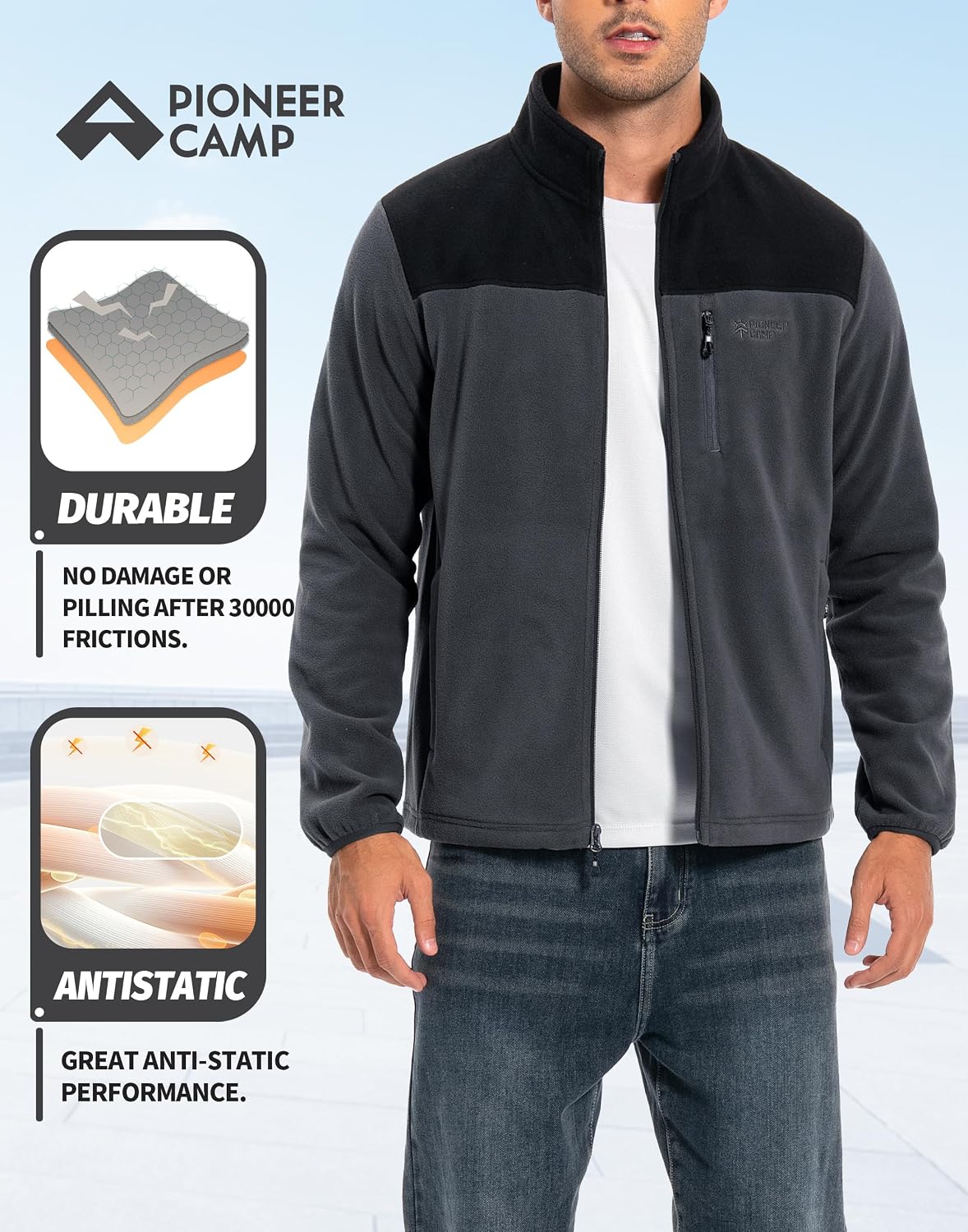 Thumbnail 4 de Pioneer Camp Fleecejacke Herren Voll-Reißverschluss Outdoors
