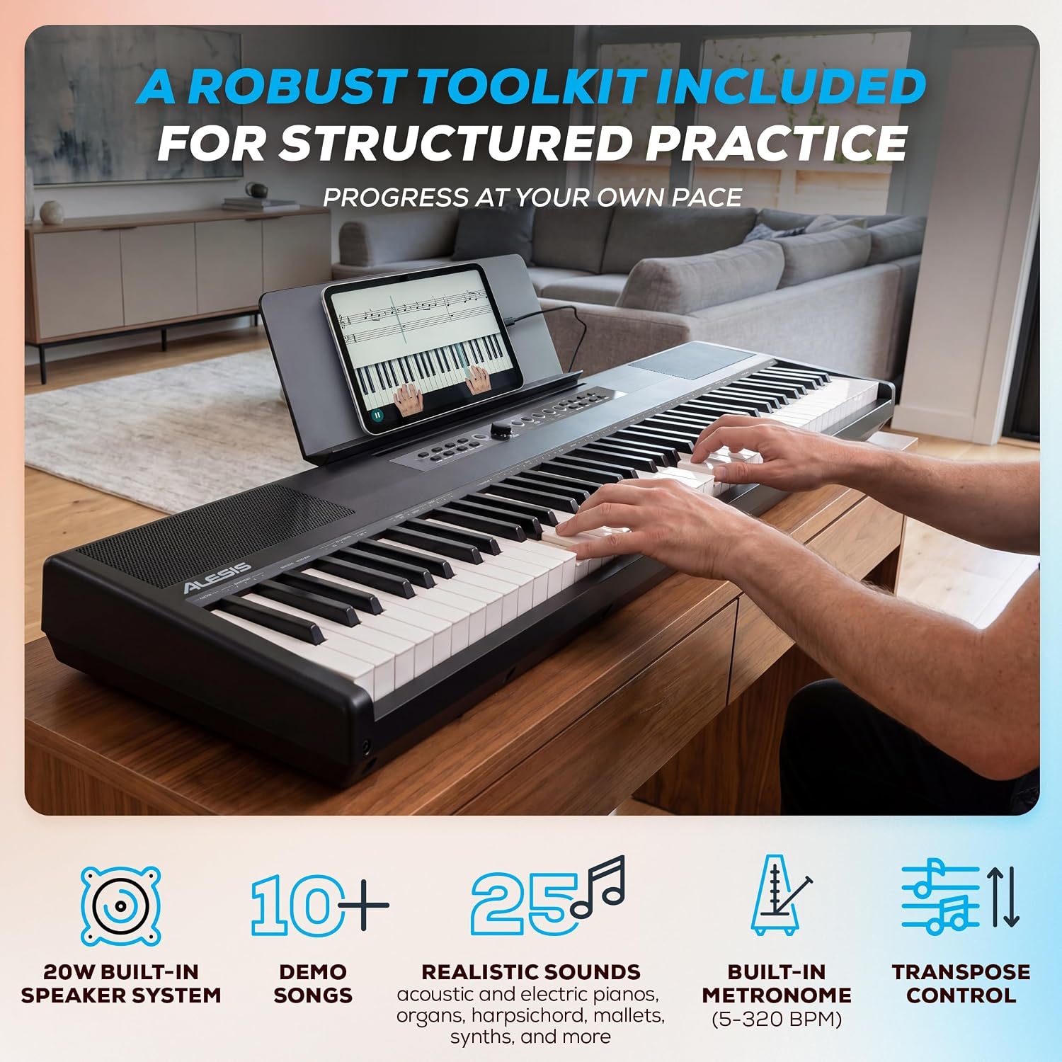 Detalle 2 de Alesis Recital Pro MKII 88-Key Digital Piano with Hammer-Action Keys