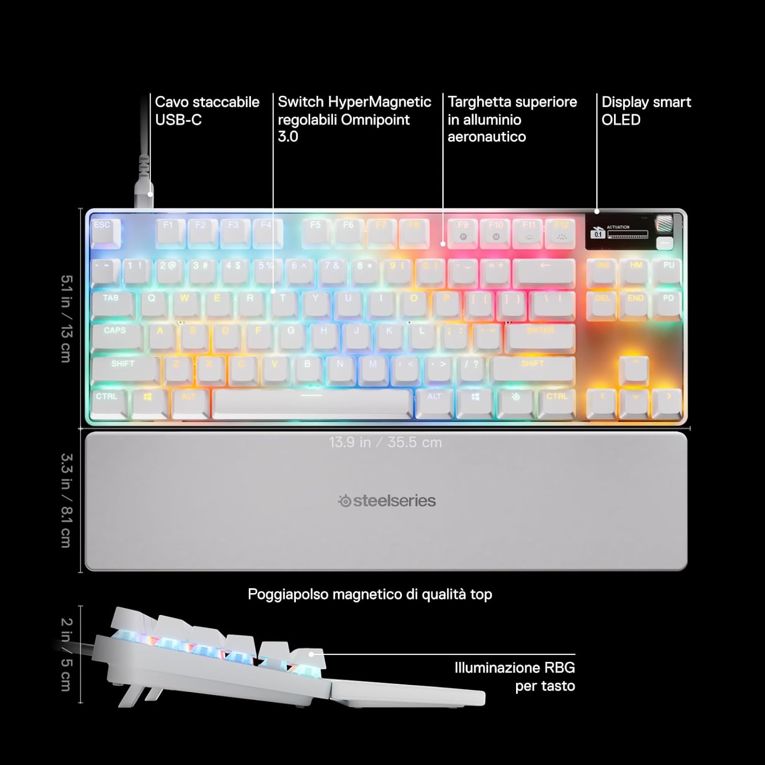 Thumbnail 2 de SteelSeries Apex Pro TKL Gen 3 White con OmniPoint 3.0: tastiera meccanica regolabile per gamer competitivi