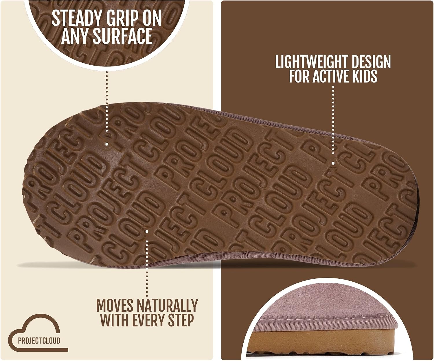 Thumbnail 4 de Project Cloud DreamWarm Kids’ Leather Slippers with Memory Foam and Shearling