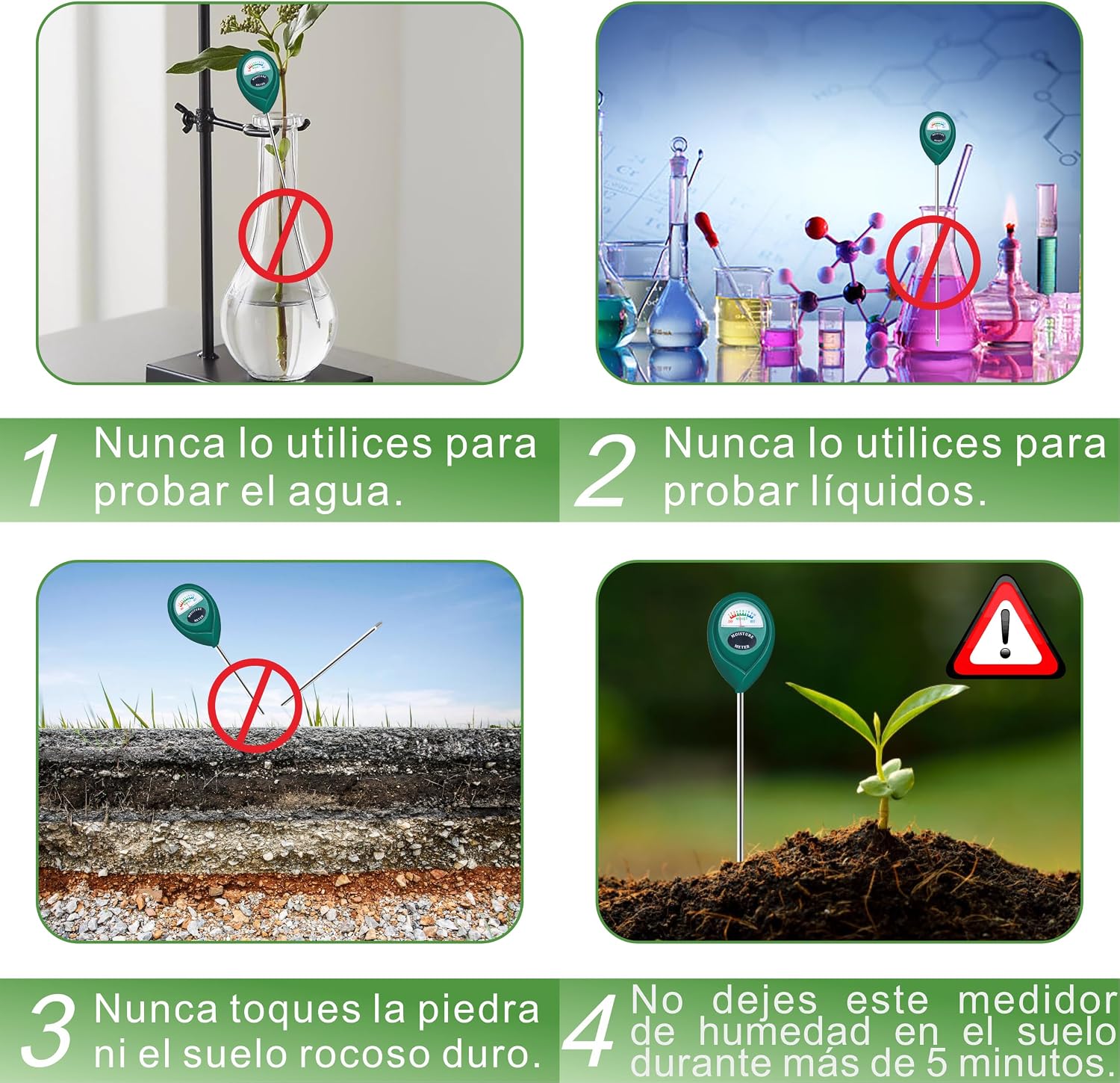 Detalle de XLUX medidor de humedad de suelo con sonda larga (uso profundo) para plantas de interior y exterior