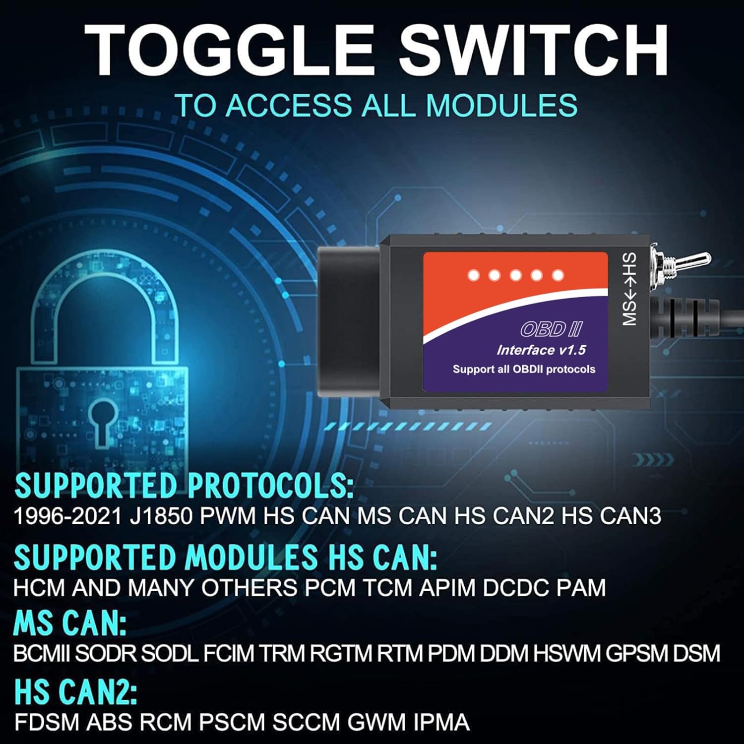 Thumbnail 4 de Forscan ELMconfig OBD2 USB Scanner with MS-CAN/HS-CAN Switch for Ford, Lincoln and Mazda