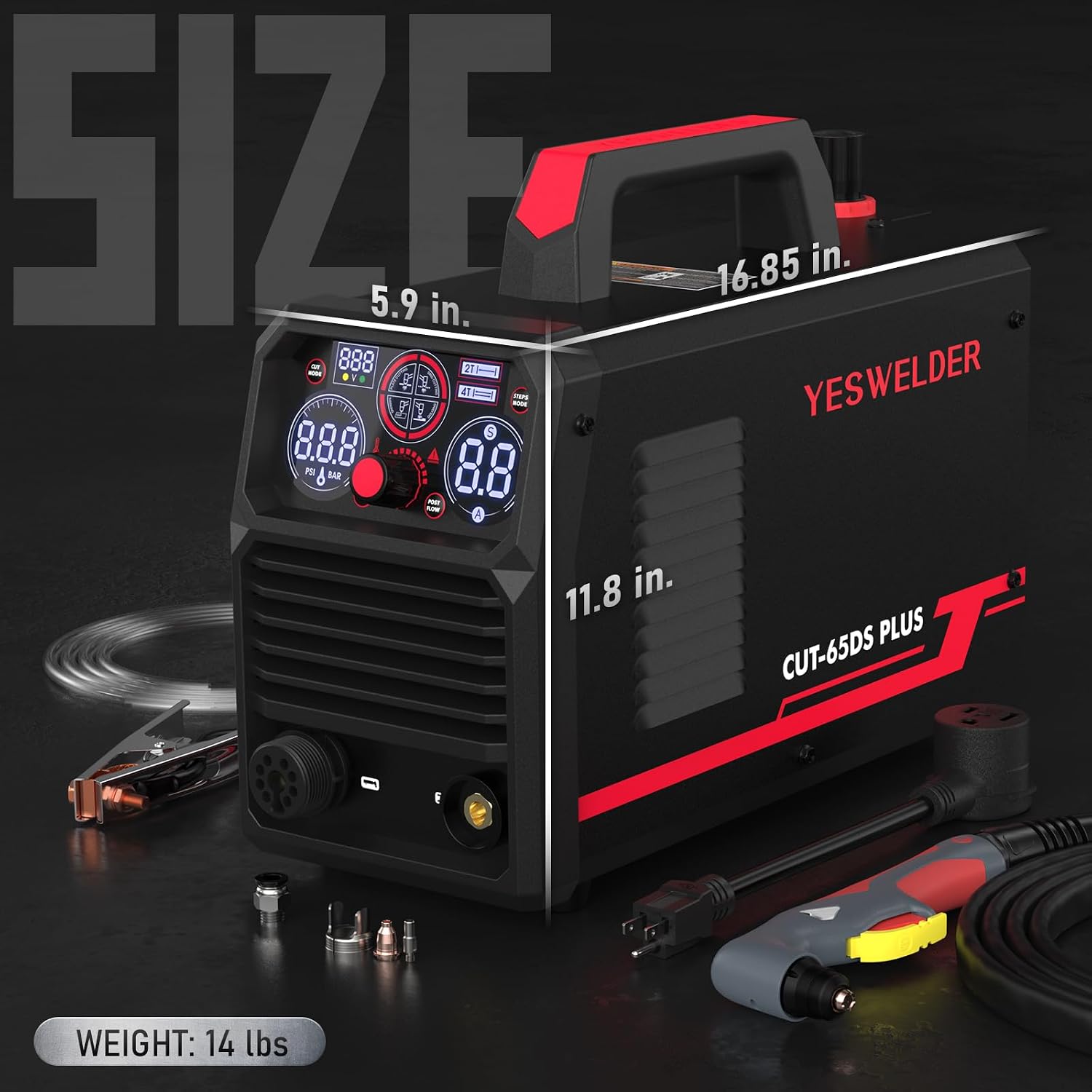 Thumbnail 4 de YESWELDER CUT-65DS PLUS 65Amp Plasma Cutter (Non-High Frequency, Non-Touch Pilot Arc) – 4-in-1 CUT/Gouge/Mark