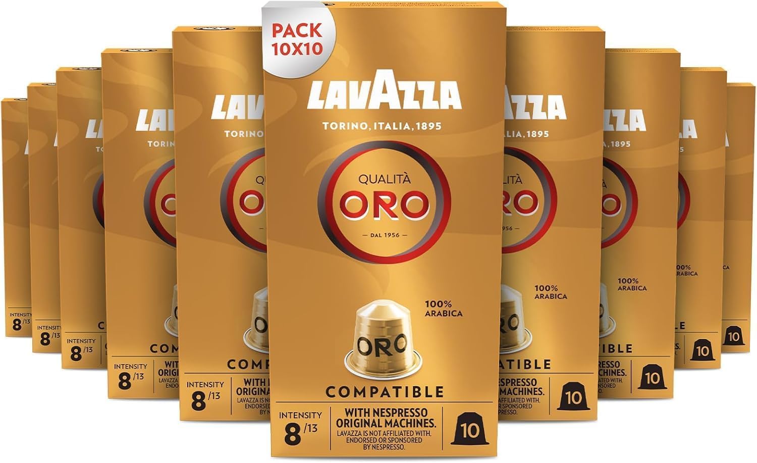 Detalle de Lavazza Qualità Oro Arabica-Bohnen Kapseln – 100% Arabica, fruchtig-floraler Espresso, 10 x 10 Kapseln, Nespresso-kompatibel
