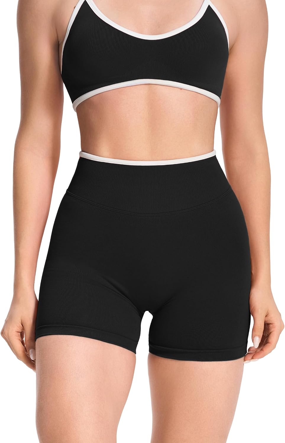 Detalle 2 de JOYSPELS Damen Scrunch Sport Shorts – Nahtlose Kurze Radlerhose mit Push-Up-Bund