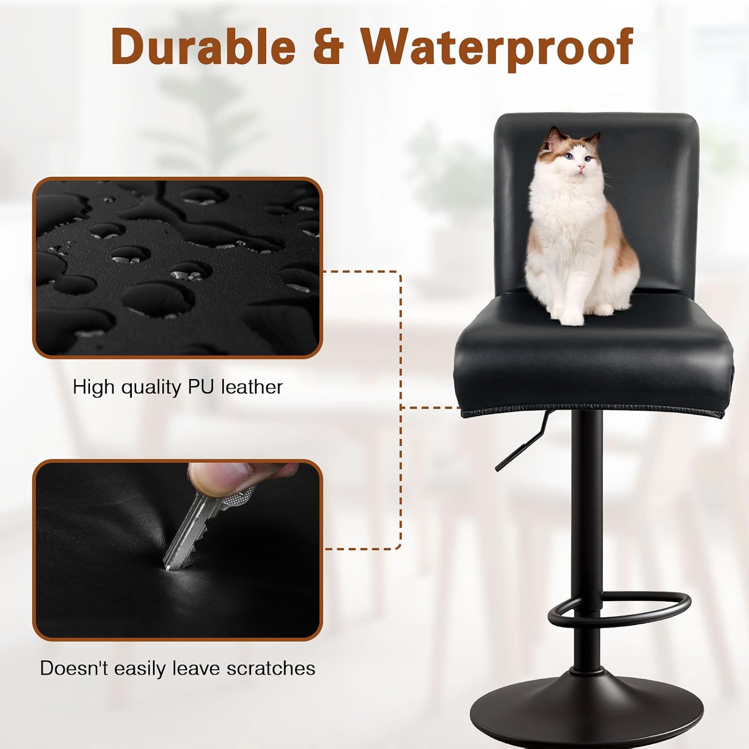 Detalle de WUSOUPU WS Barstool Chair Covers, 6-Pack Washable Waterproof Covers with Backs