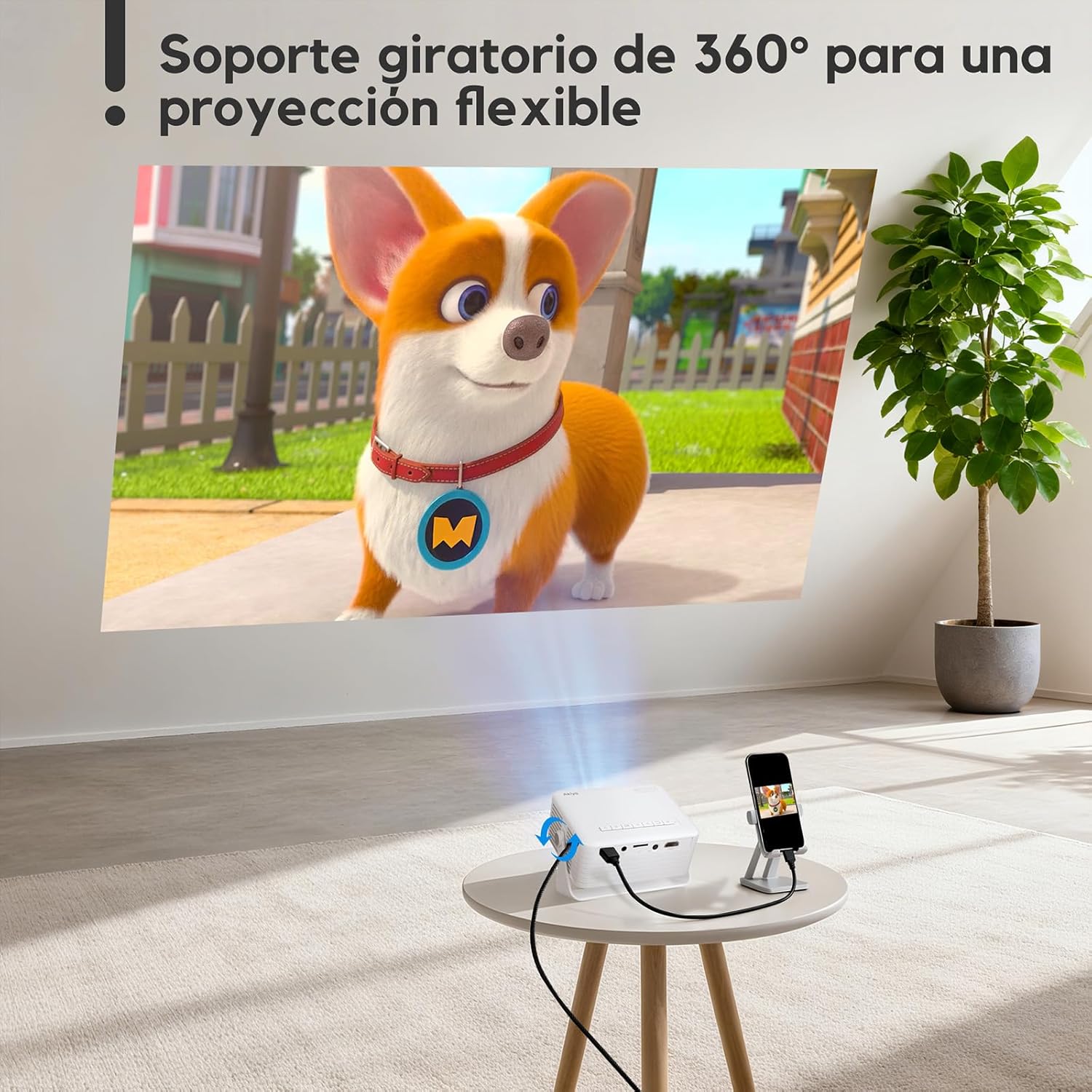 Detalle 1 de AKIYO Mini Proyector Portátil 8000 Lumens 🎥 Cine en Casa