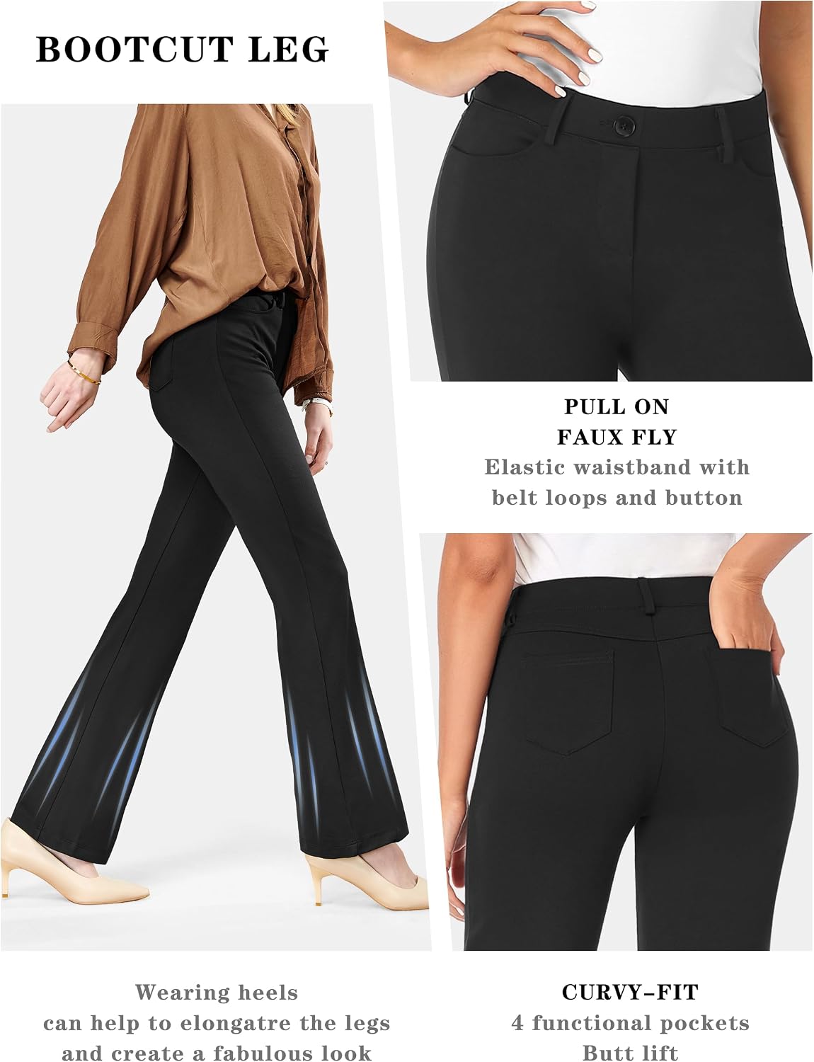 Thumbnail 4 de Tapata Women's Stretchy Bootcut Dress Pants 32"
