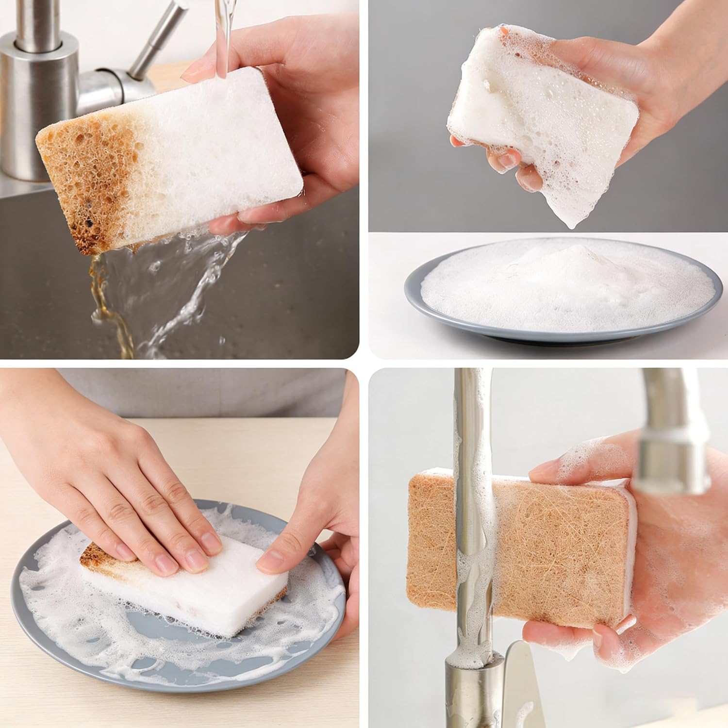 Thumbnail 6 de Eco Washing Up Sponges 12 Pack — Natural Cellulose & Sisal non-scratch heavy duty dish sponges