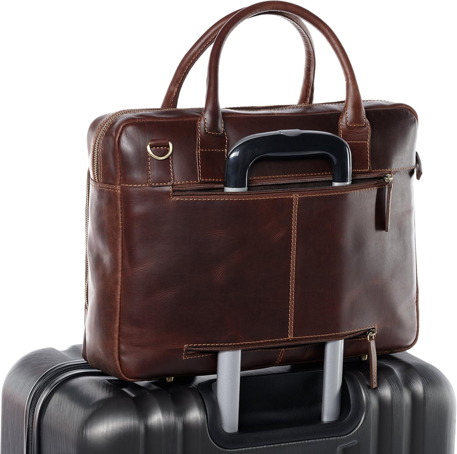 Thumbnail 3 de SID & VAIN Ryan XL Leather Laptop Bag: Real Leather Briefcase for Everyday Work