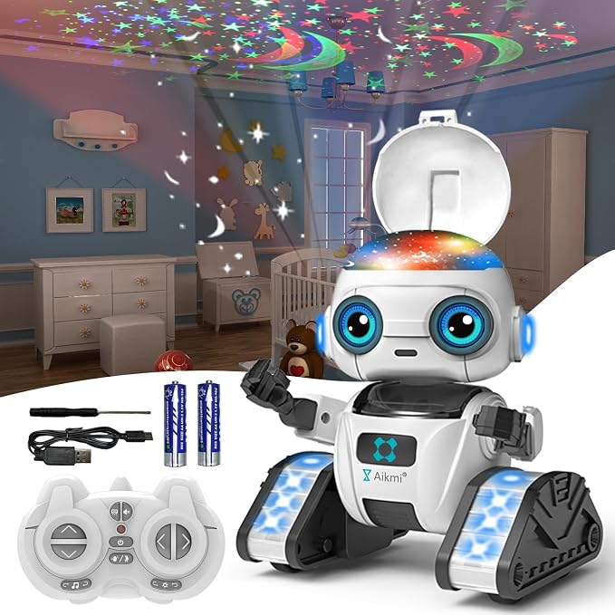 Detalle de Robot Niños Recargable con Proyector Estrellas ⭐