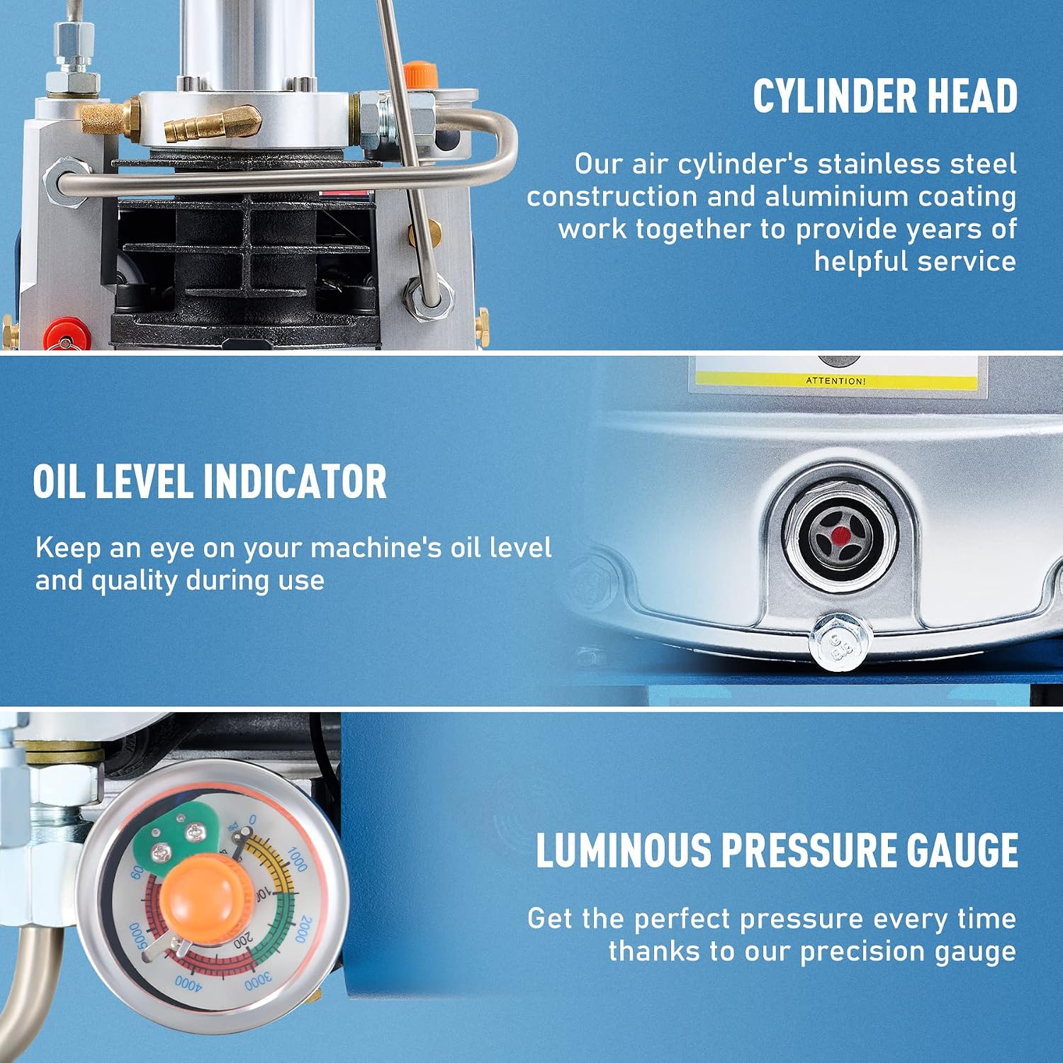 Thumbnail 4 de CREWORKS Compressore PCP 300 Bar 4350 PSI con Pressione Preimpostata e Auto-Stop – 1800W