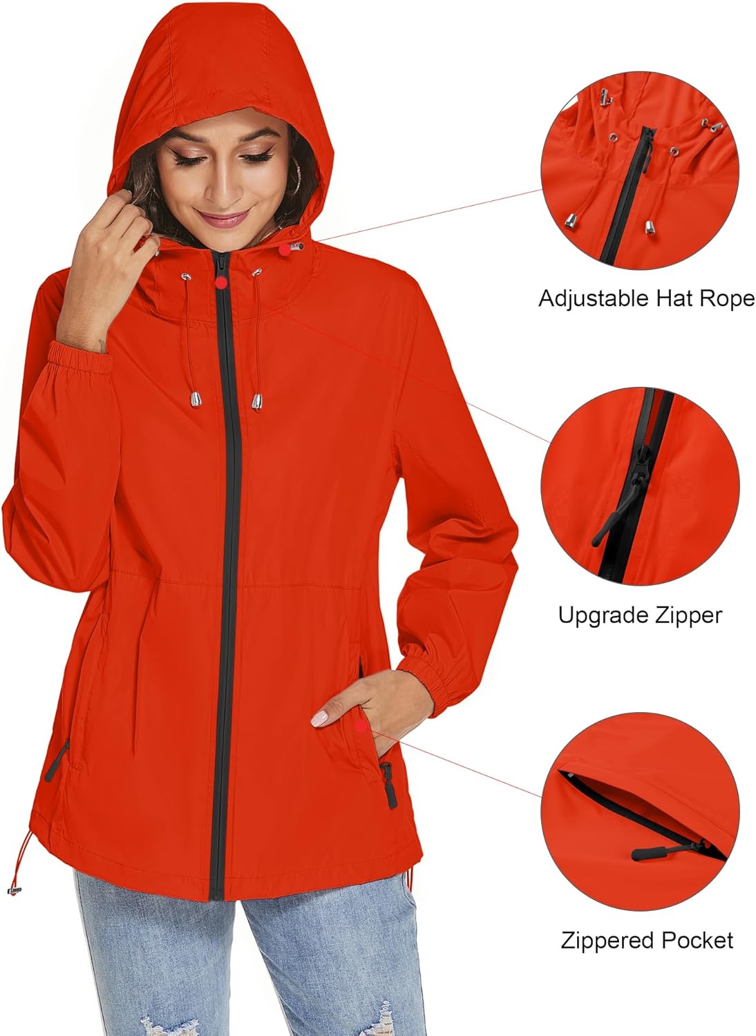 Thumbnail 2 de TCOT Women Rain Jacket Waterproof Windbreaker