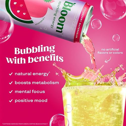 Detalle de Bloom Nutrition Zero Sugar Energy Drink Variety Pack (12oz, 12pk) — Clean, Flavorful Boost Without Sugar