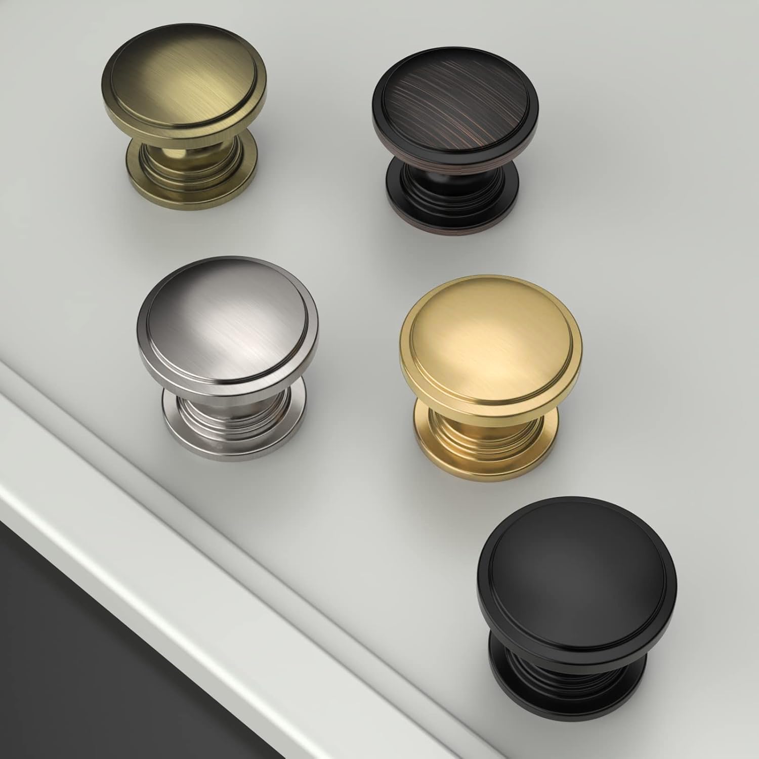 Detalle de Amerdeco 10 Pack Champagne Bronze Cabinet Knobs – 2 Inch Zinc Alloy, Single Hole