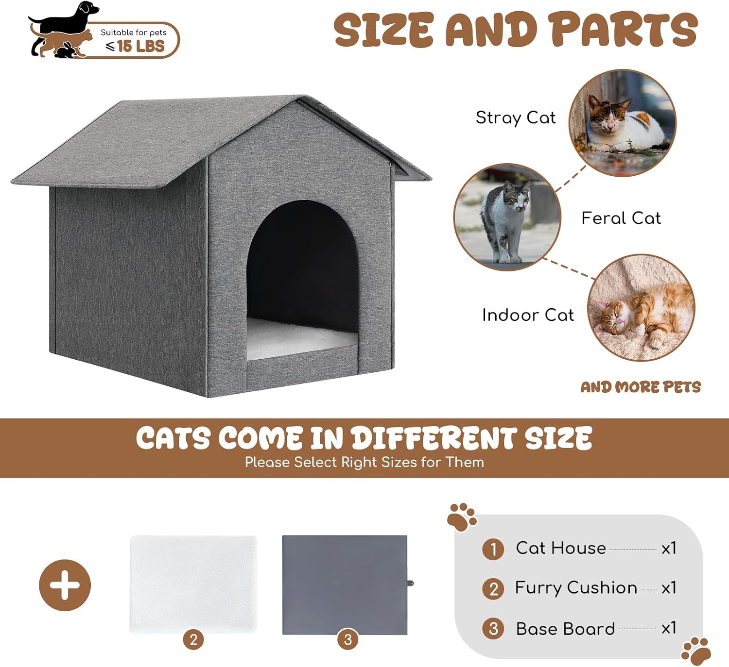 Thumbnail 6 de Fecuria outdoorcathouse Outdoor Cat House with Waterproof TPU Coating