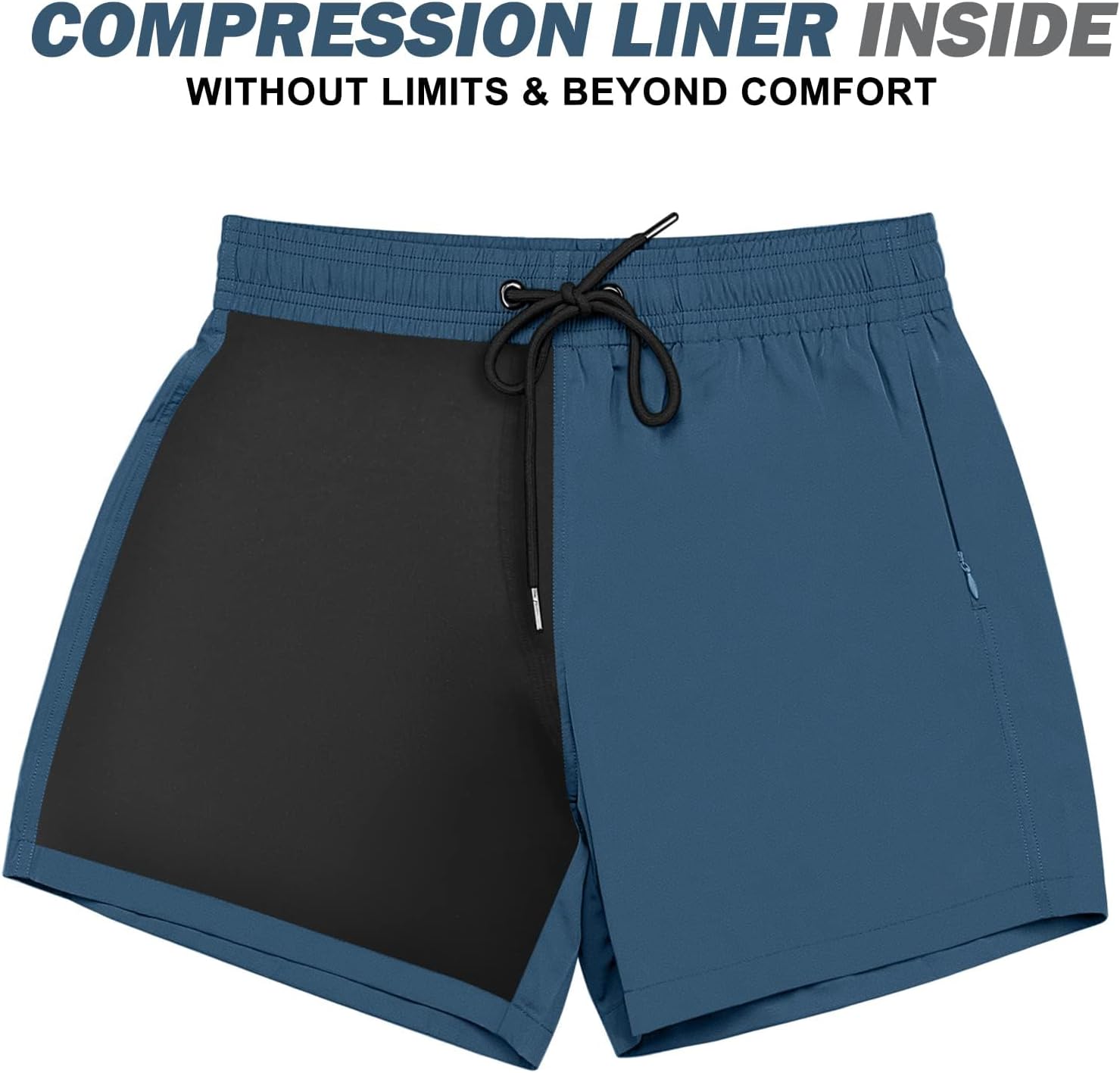 Thumbnail 3 de BRISIRA Men’s Swim Trunks 5-Inch Quick-Dry Board Shorts with Compression Liner and Zipper Pocket