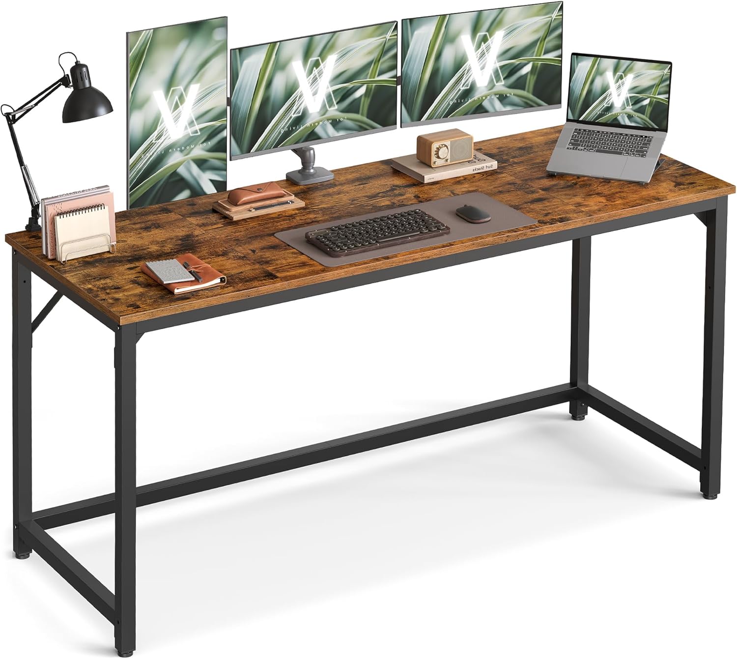 Thumbnail 6 de VASAGLE Office Desk Table Workstation 80 x 50 x 75 cm – Industrial Style, Rustic Brown & Black