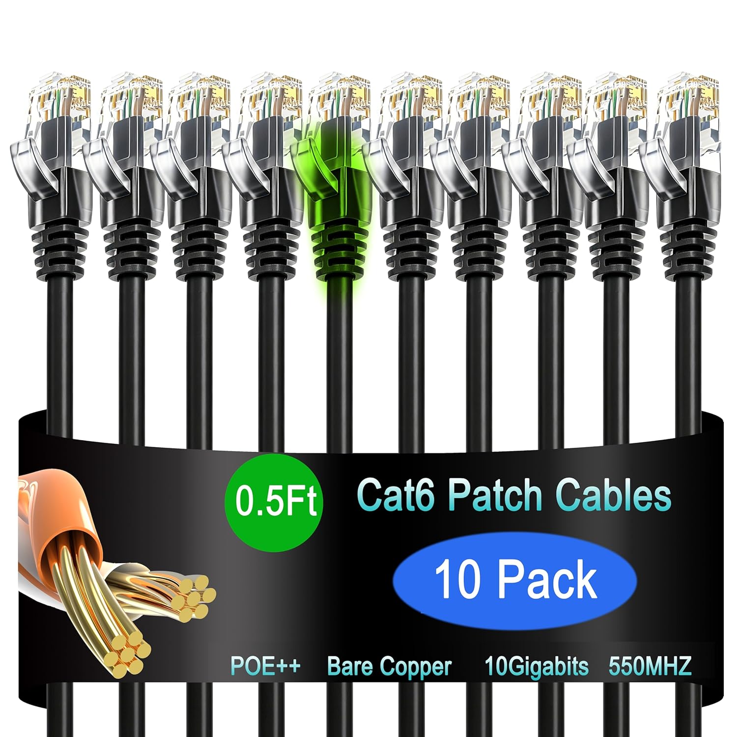 Thumbnail 6 de CAT 6 Ethernet Patch Cable 6 ft 10 Pack
