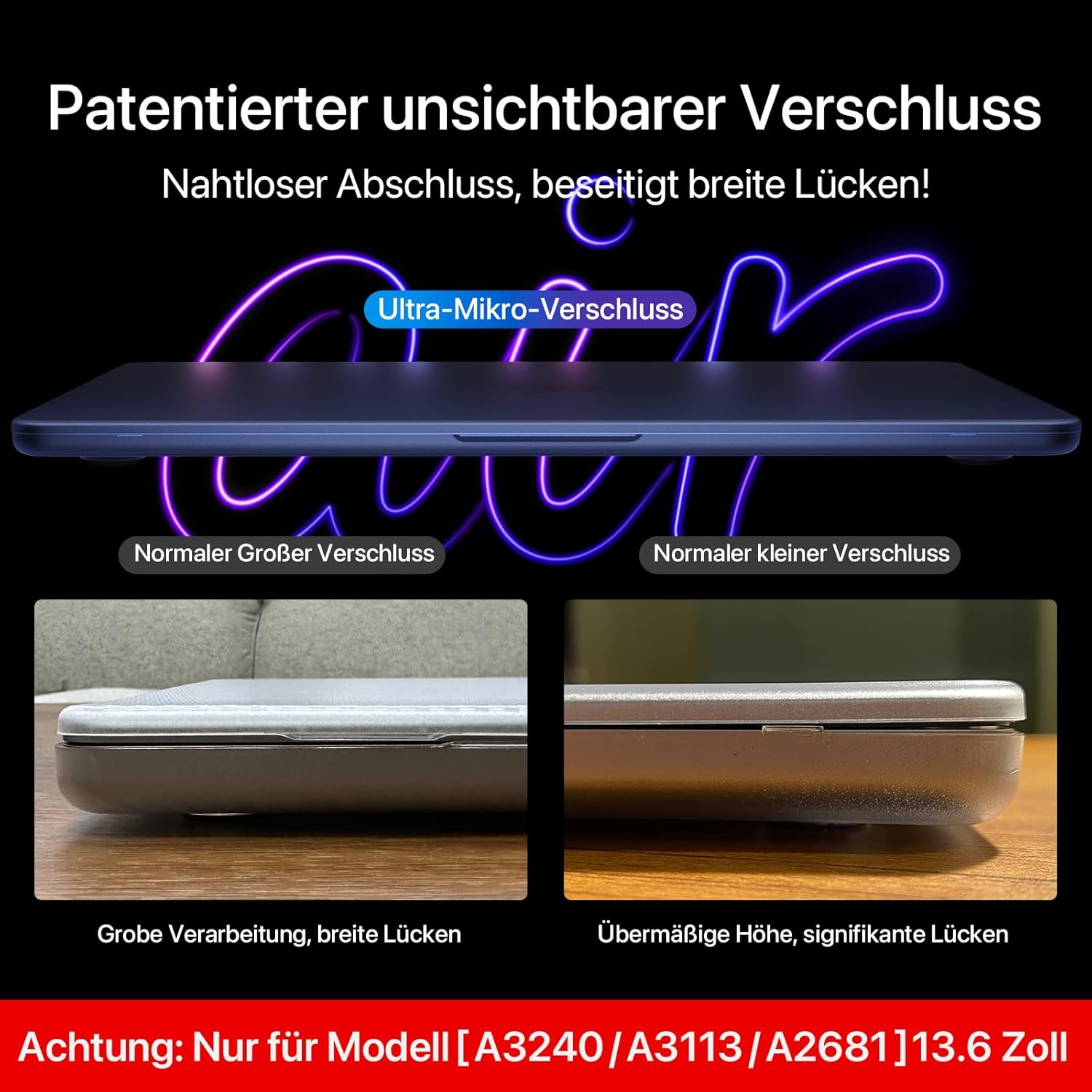 Thumbnail 5 de Schutzhülle für MacBook Air 13,6 Zoll mit Hartplastik-Fixierung – kompatibel mit A3449/A3240/A3113/A2681 (M2/M3/M4/M5)