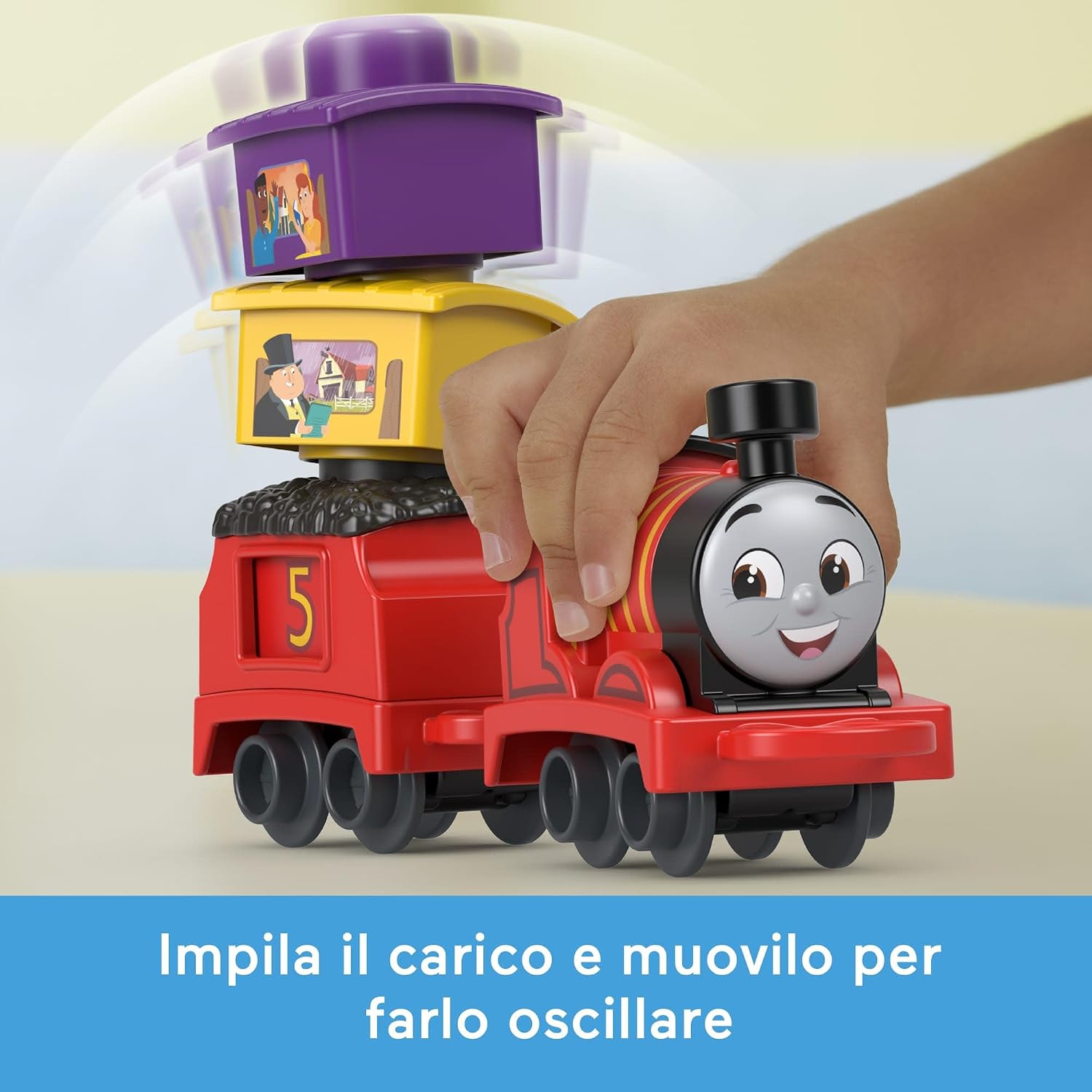 Detalle de Thomas & Friends Il Trenino Thomas – La mia Prima Stazione di Knapford (playset con trenini e 3 carichi impilabili e oscillanti) HXW24