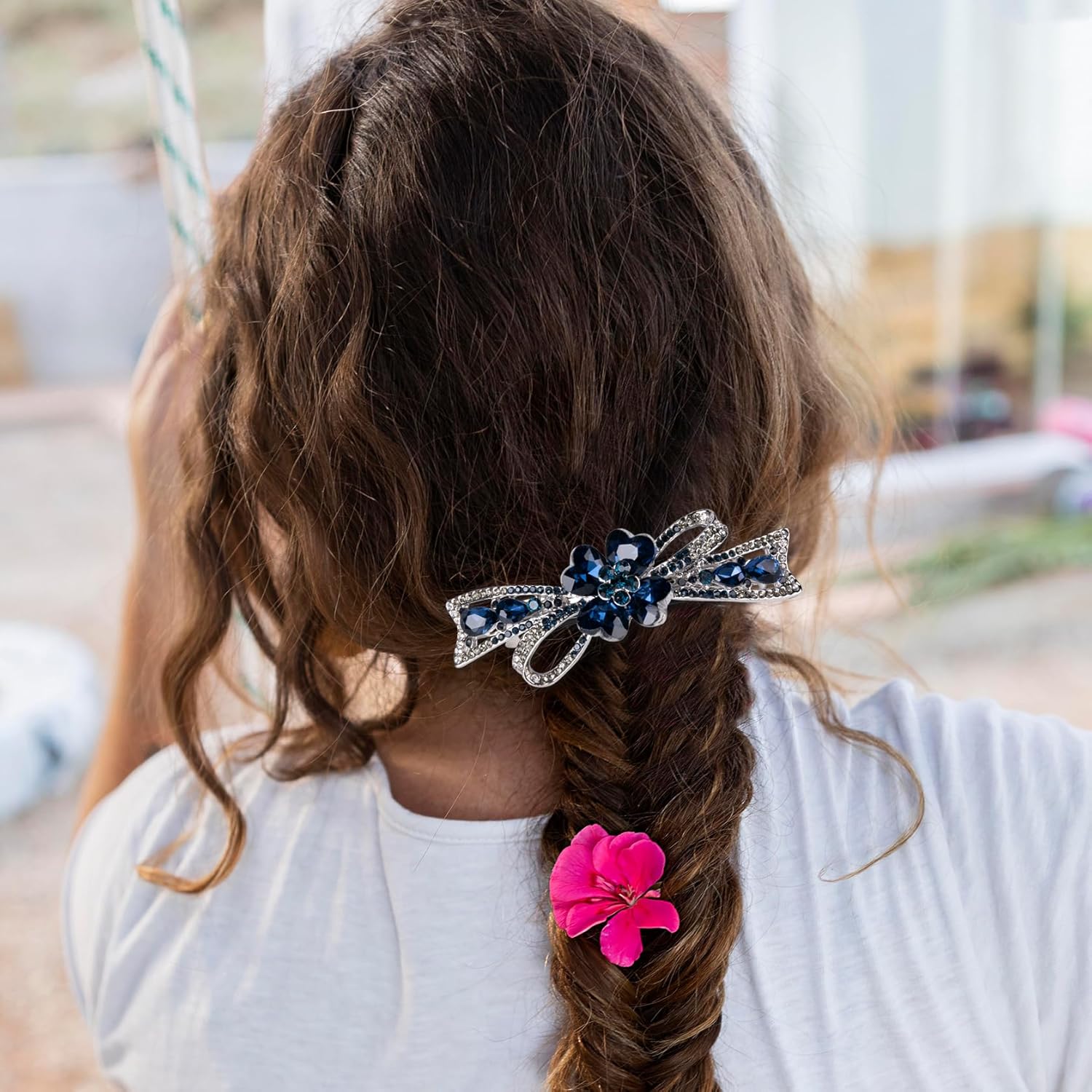 Thumbnail 3 de Dalababa Haarspange Blume Vintage Blau mit Strass – Zierclip für Damen, Frauen & Mädchen