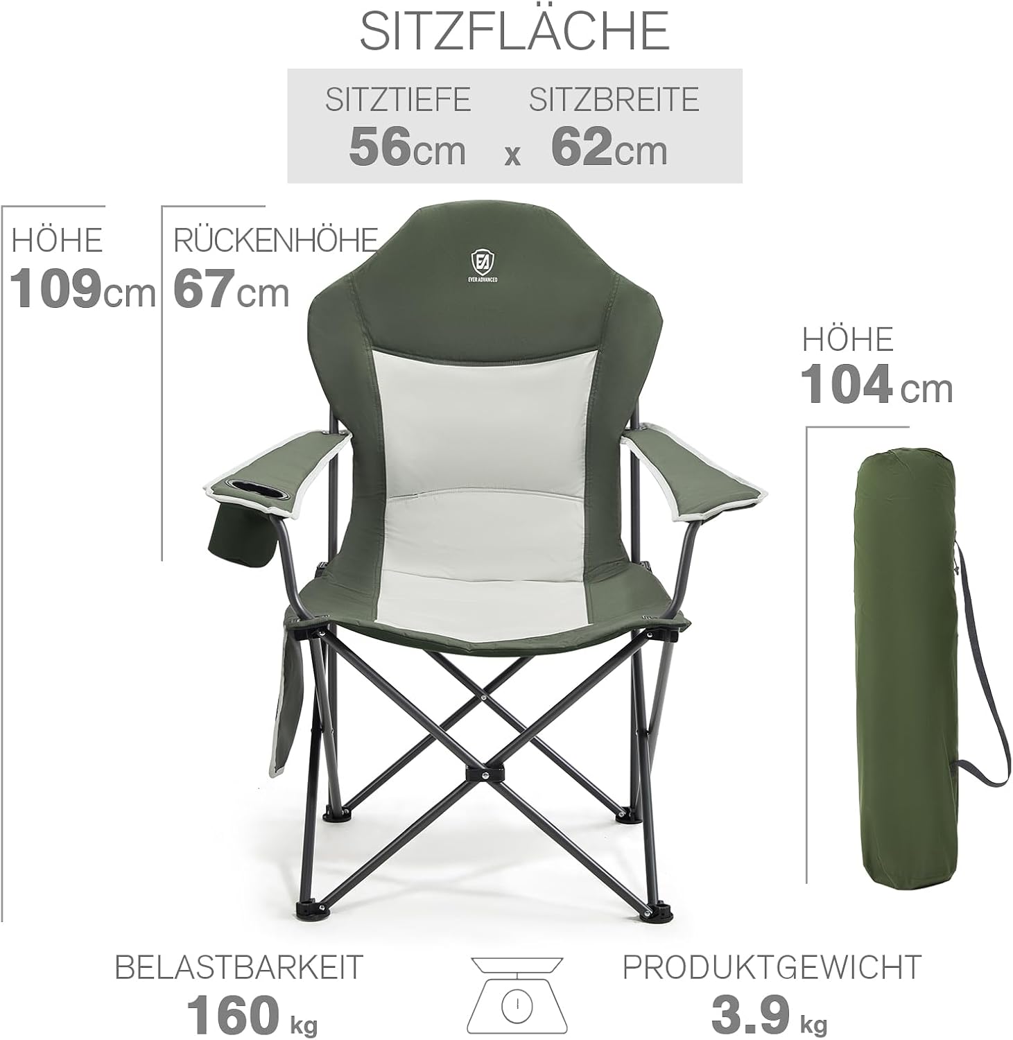 Thumbnail 3 de EVER ADVANCED Luxus Campingstuhl bis 160 kg