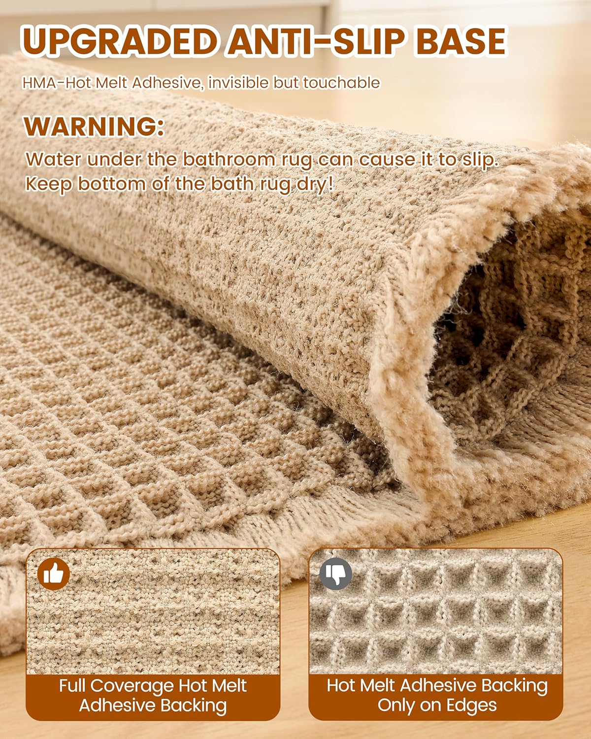 Thumbnail 4 de Smiry Waffle Bath Mat 40x32 — Extra Soft, Absorbent, Non-Slip, Machine Washable