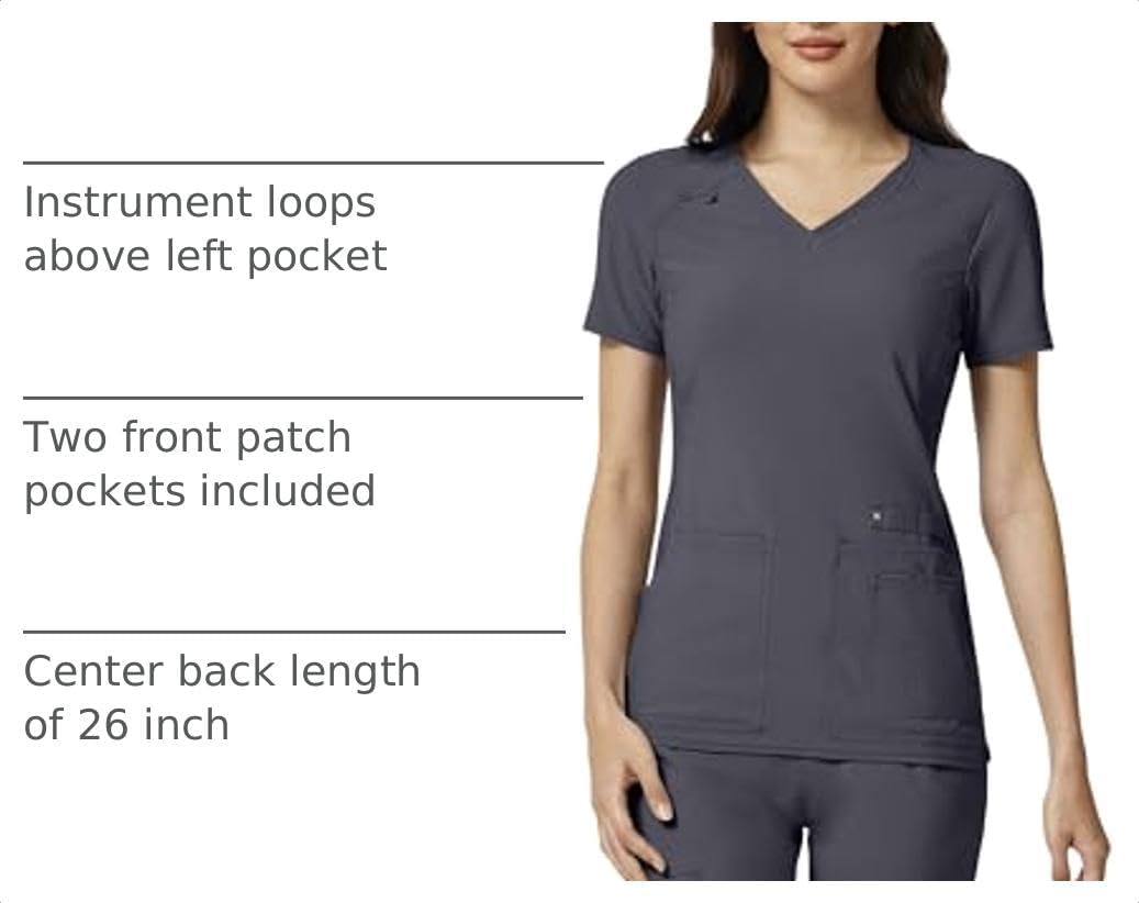 Detalle 2 de Cherokee CK605 Women's Medical Scrub Top, V-Neck, Stretch Panels & Four Pockets