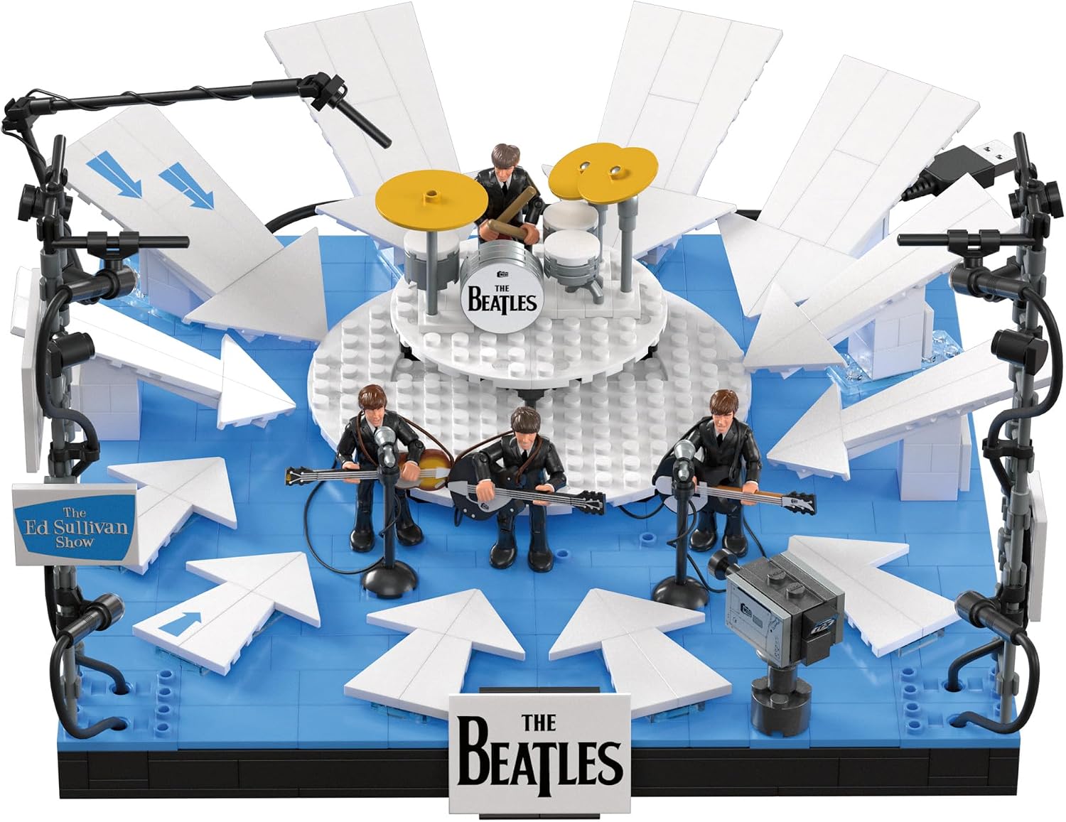 Detalle 1 de MEGA HVH42 byggset med The Beatles-scen, 681 delar, fyra figurer och LED-ljus
