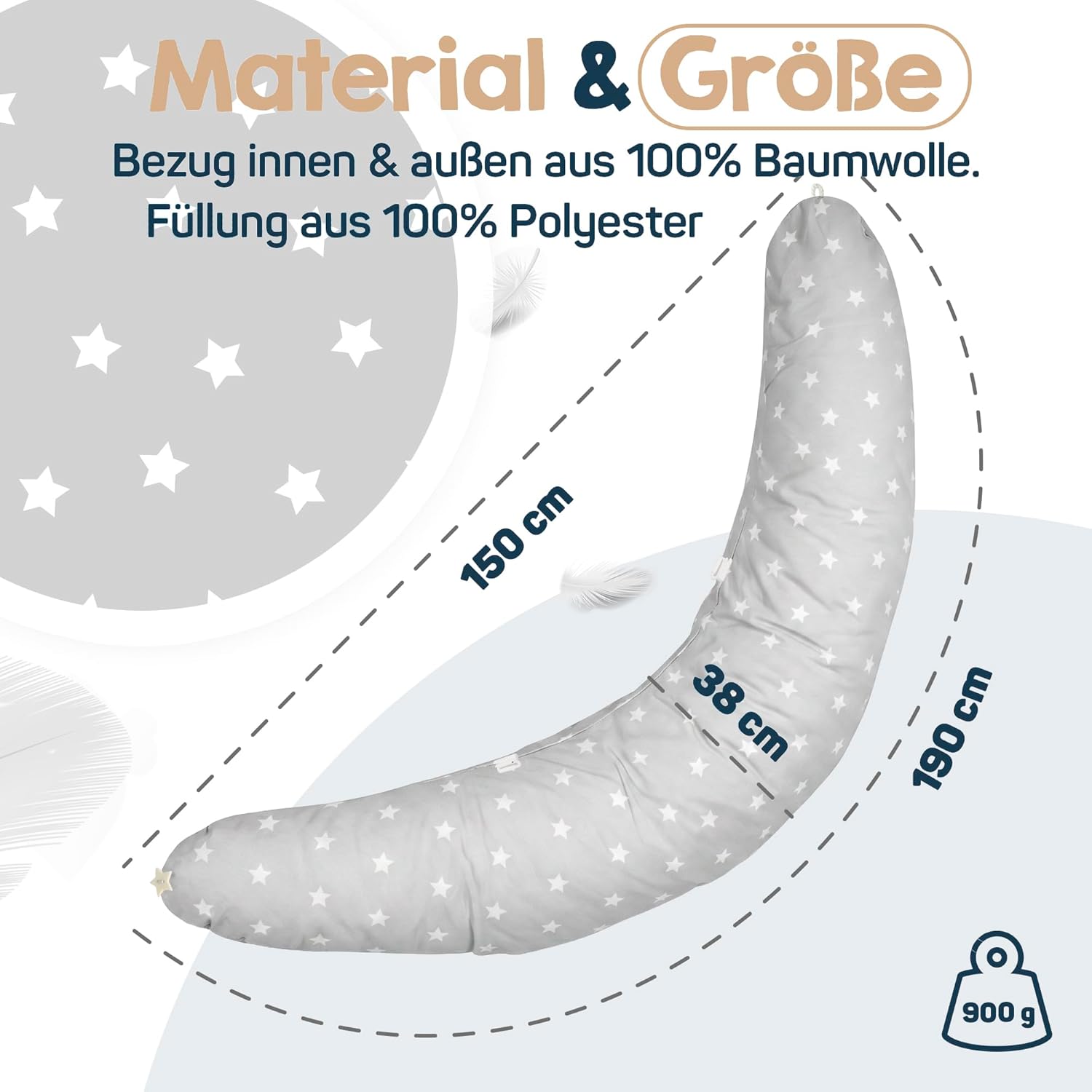 Thumbnail 4 de Baby's Stillkissen XXL 190cm Schwangerschaftskissen