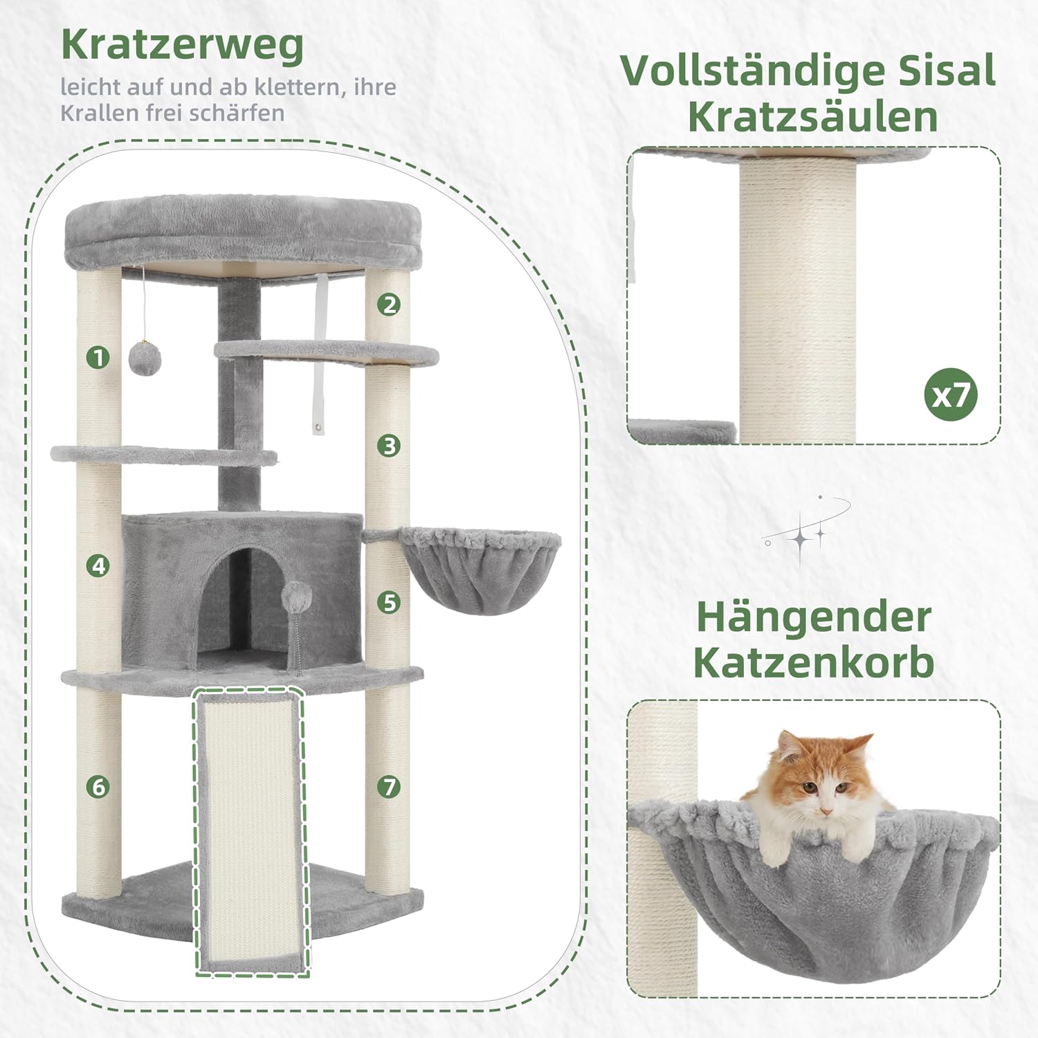 Detalle de Gitelsnour Eck-Kratzbaum – platzsparender Katzenbaum für die Ecke