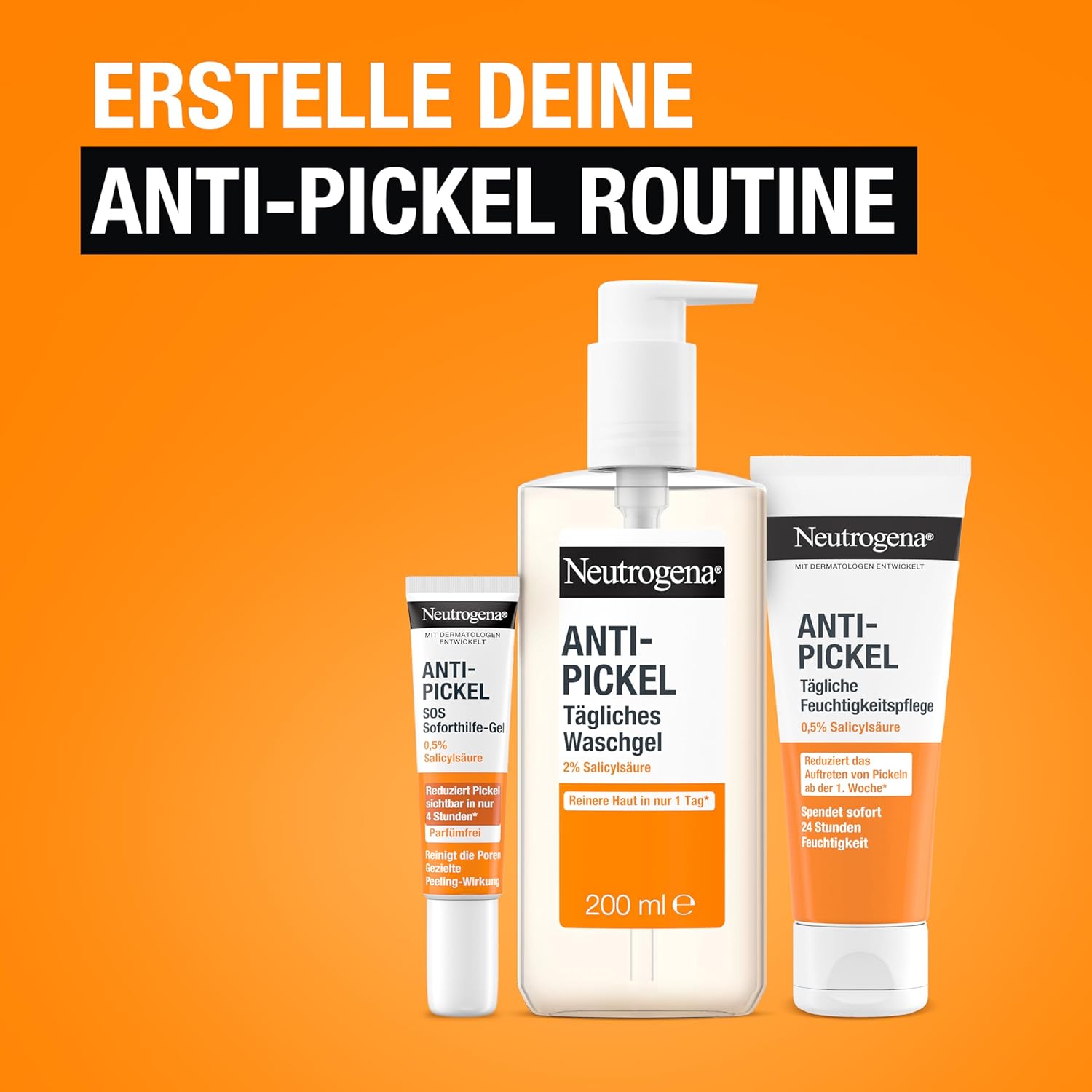 Thumbnail 4 de Neutrogena Anti-Pickel Tägliches Waschgel mit 2% Salicylsäure (BHA) – 3 x 200 ml