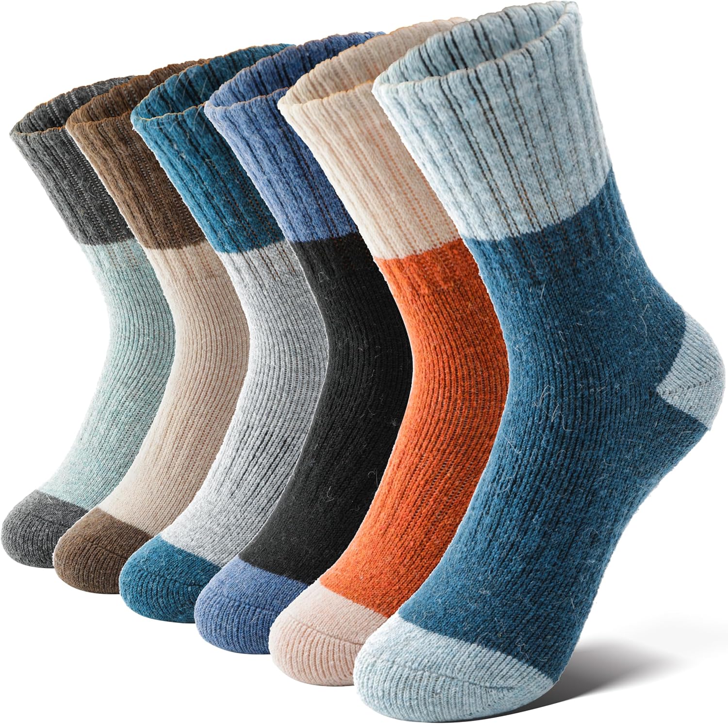 Detalle de Anlisim Kids Merino Wool Hiking Crew Socks, 6 Pairs with Cushion and Arch Support
