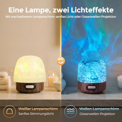 Detalle de UPXNBOR Sternenhimmel Projektor Nachtlicht mit Bluetooth-Lautsprecher – 16 Farben, Ocean-Wave-Modus, IP54