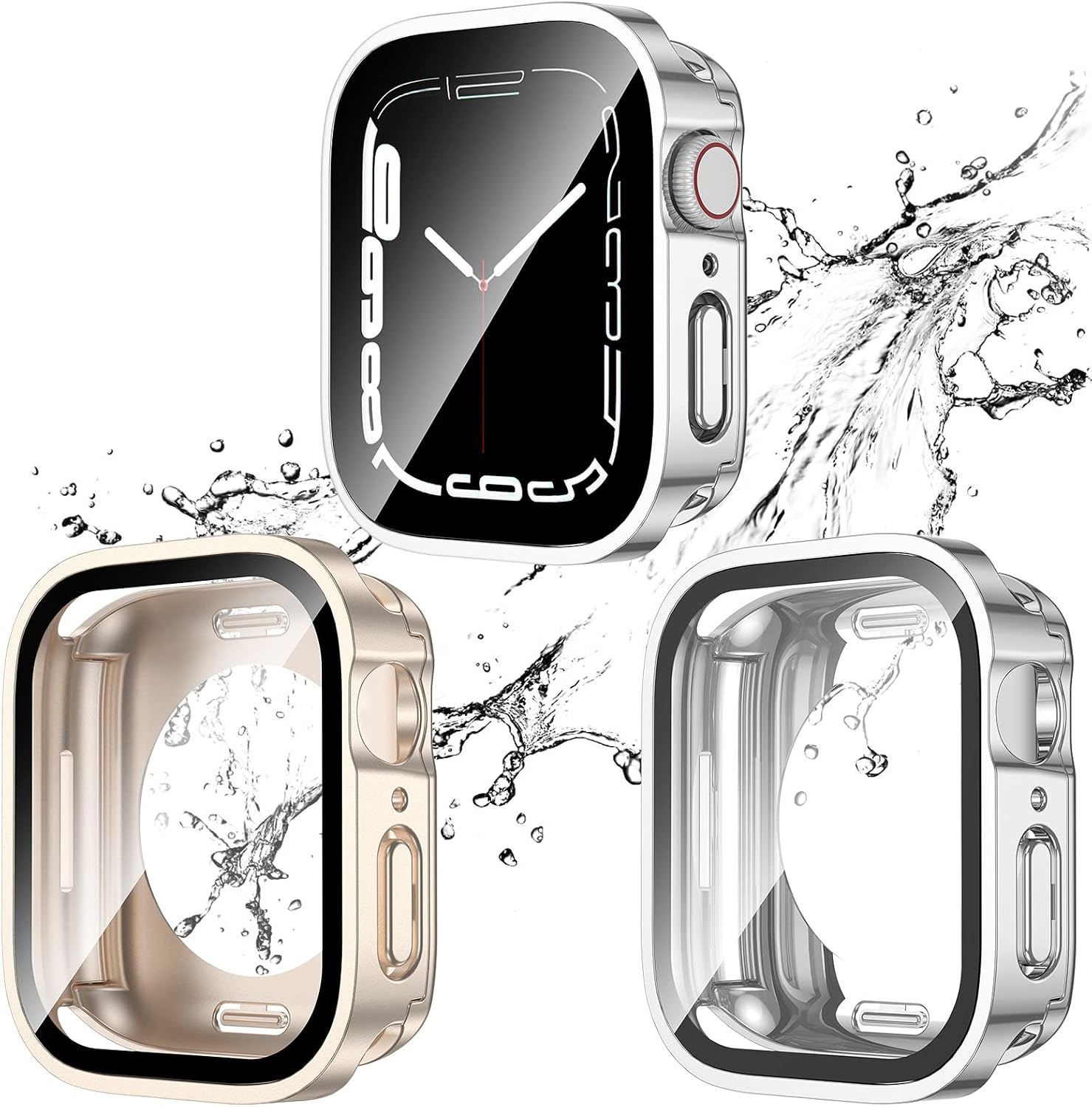 Detalle de Singiuzoo 2 Pack 2-in-1 Waterproof Case for Apple Watch 44mm SE/Series 6/5/4 with Tempered Glass