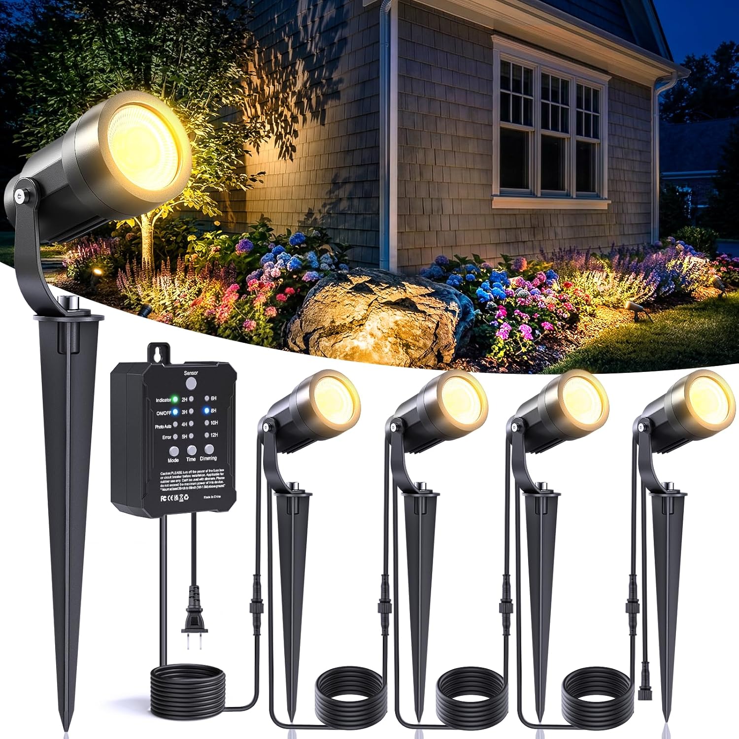 Detalle de HIBOITEC CDD-1003 5W Low-Voltage Landscape Spotlights, 2700K, 4-Pack