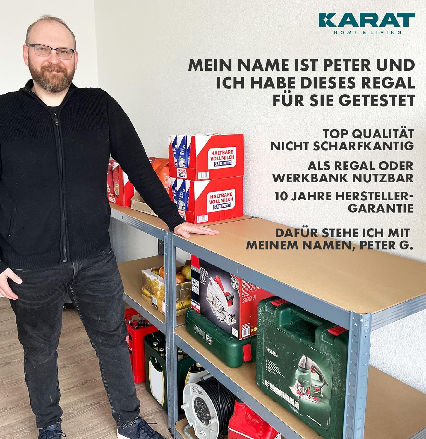 Thumbnail 5 de KARAT Schwerlastregal, 2er Set, 50 x 100 x 200 cm – 5 verstellbare Böden, Grau